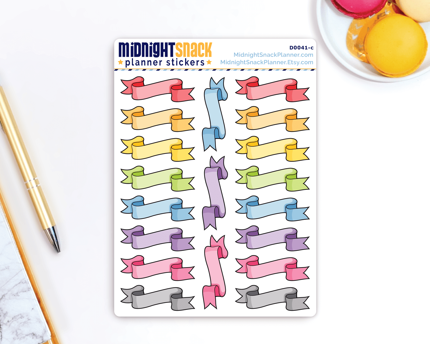 Small Blank Ribbon Banner: Header Planner Stickers