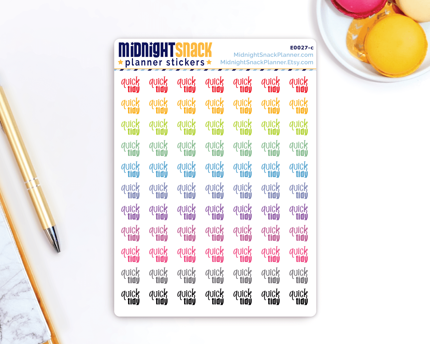 Quick Tidy Script Planner Stickers: Household Chores Reminder