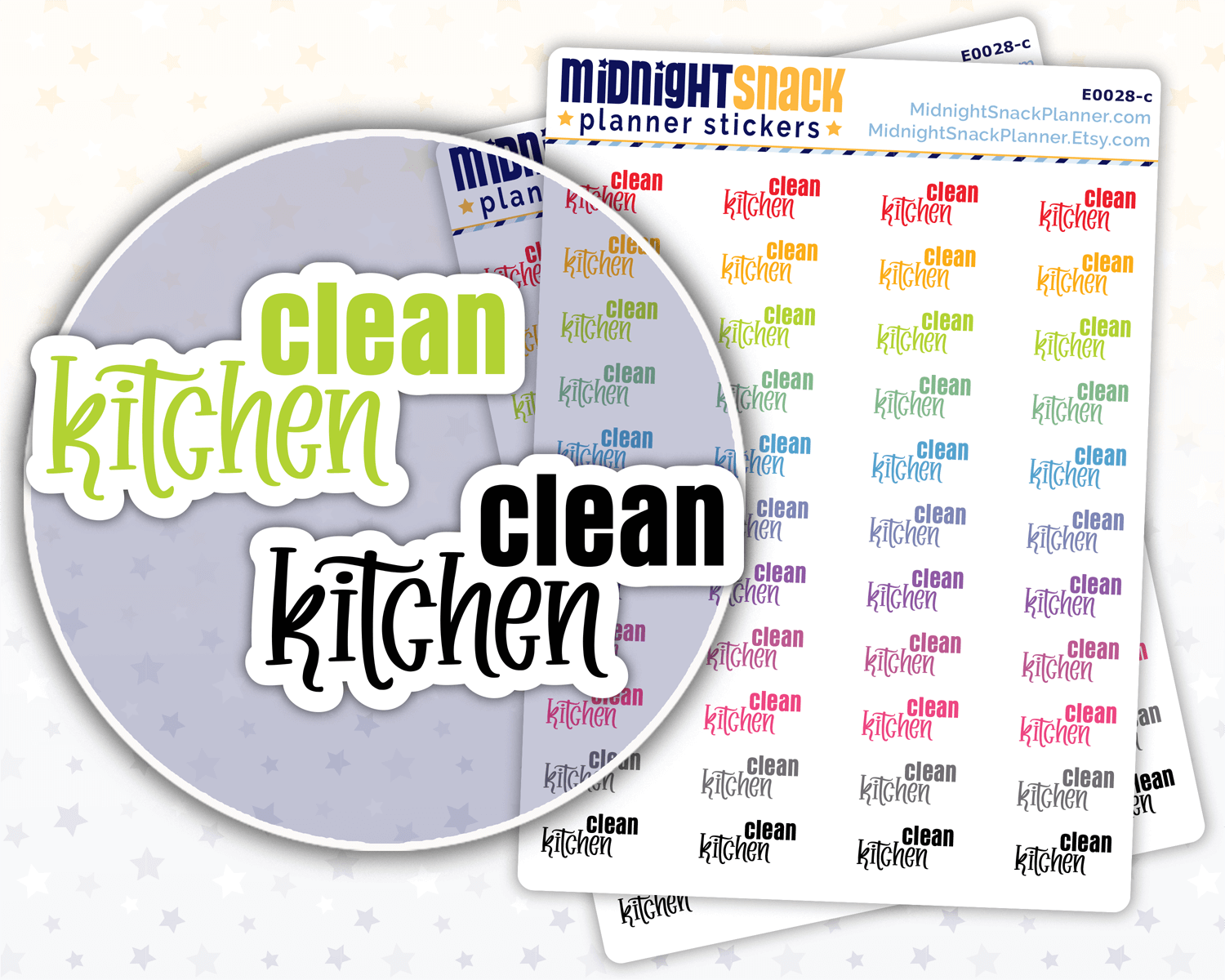 Clean Kitchen Script Planner Stickers: Household Chores Reminder