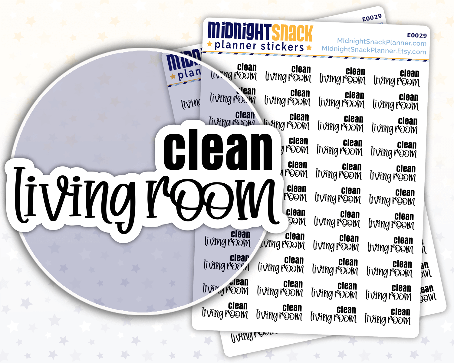 Clean Living Room Script Planner Stickers: Household Chores Reminder