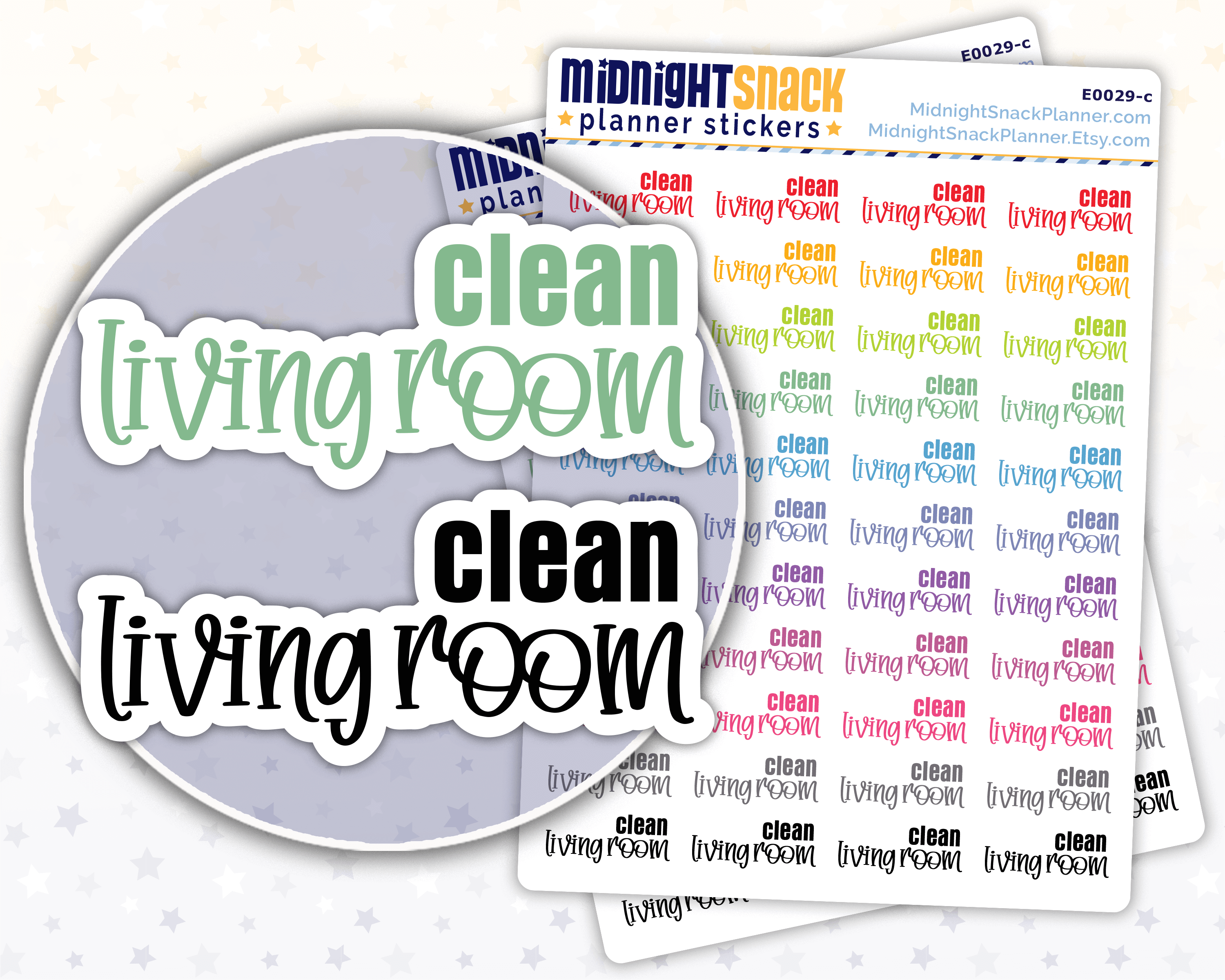 Clean Living Room Script Planner Stickers: Household Chores Reminder
