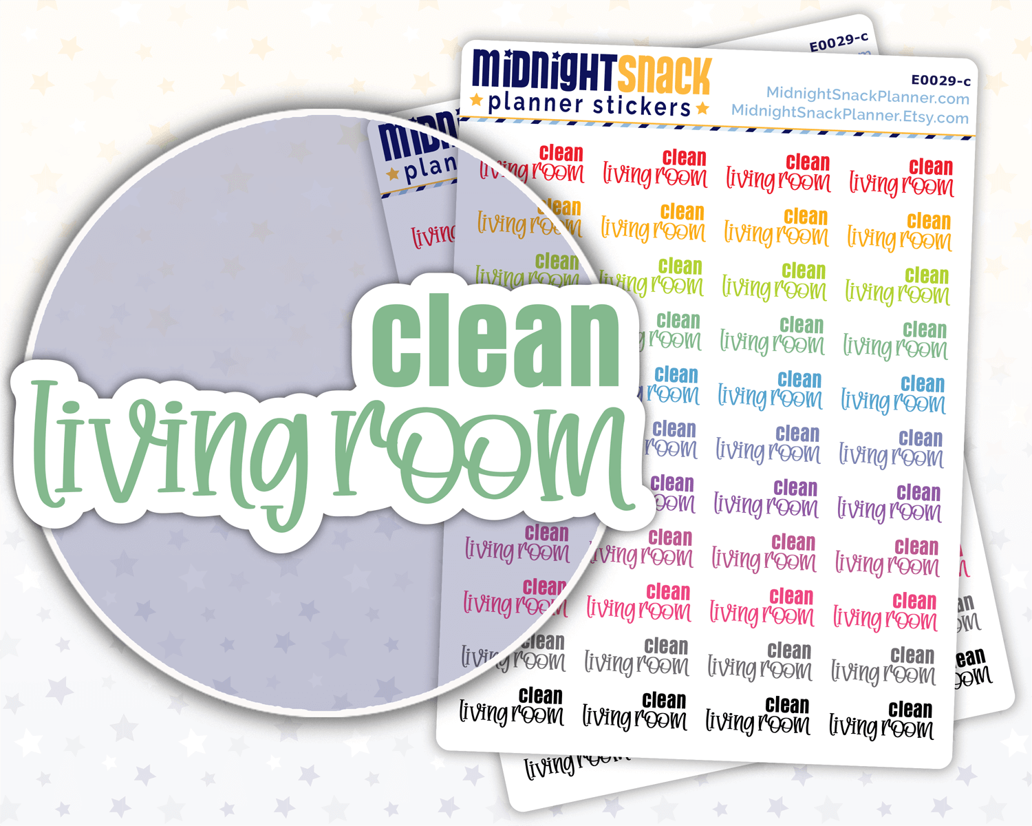 Clean Living Room Script Planner Stickers: Household Chores Reminder