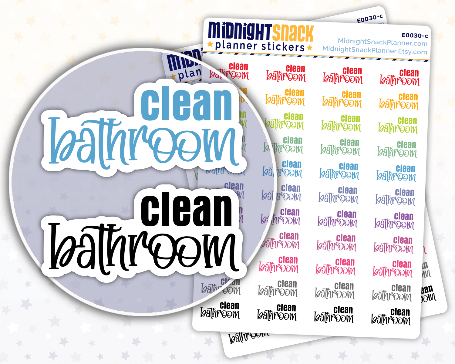 Clean Bathroom Script Planner Stickers: Household Chores Reminder
