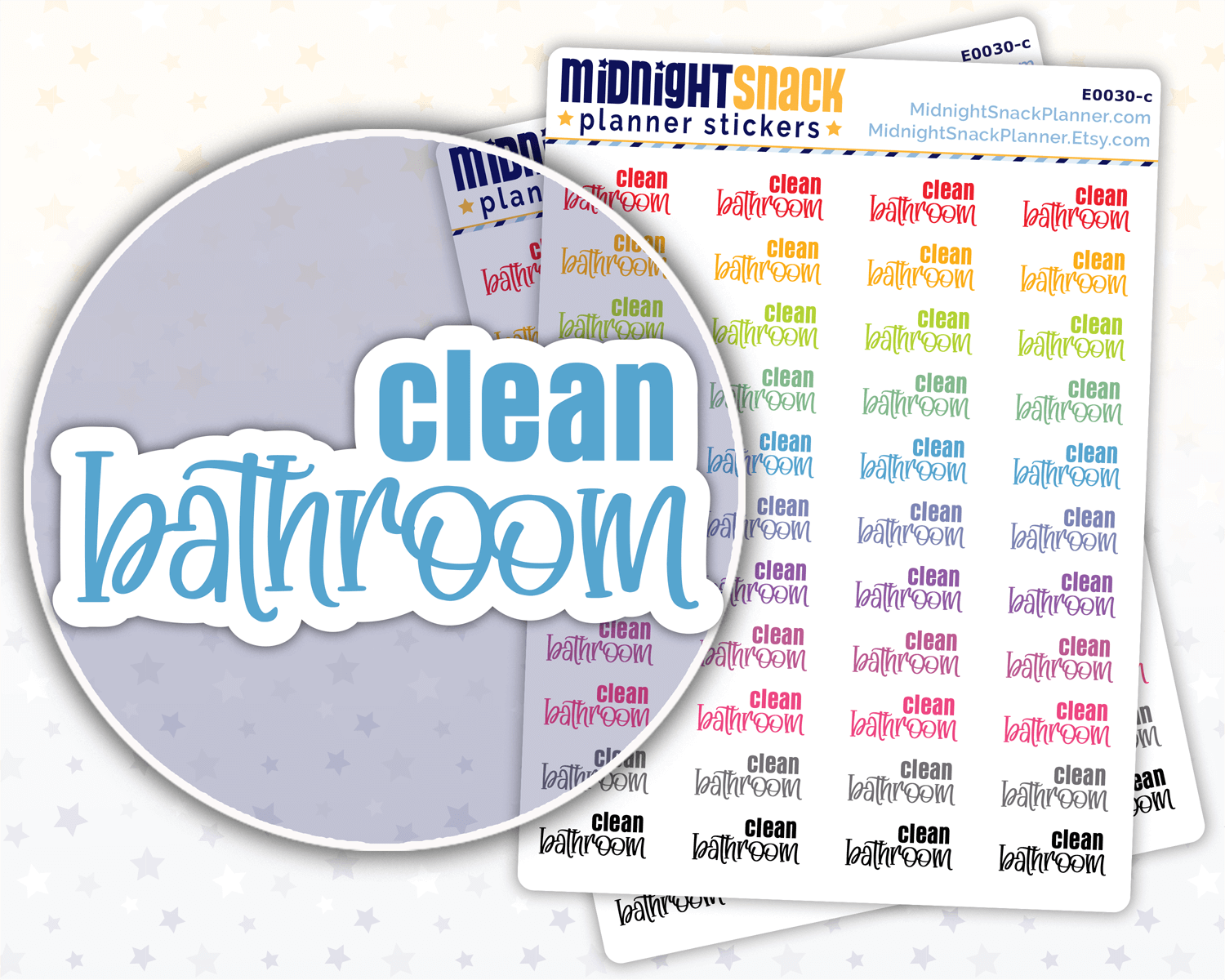 Clean Bathroom Script Planner Stickers: Household Chores Reminder