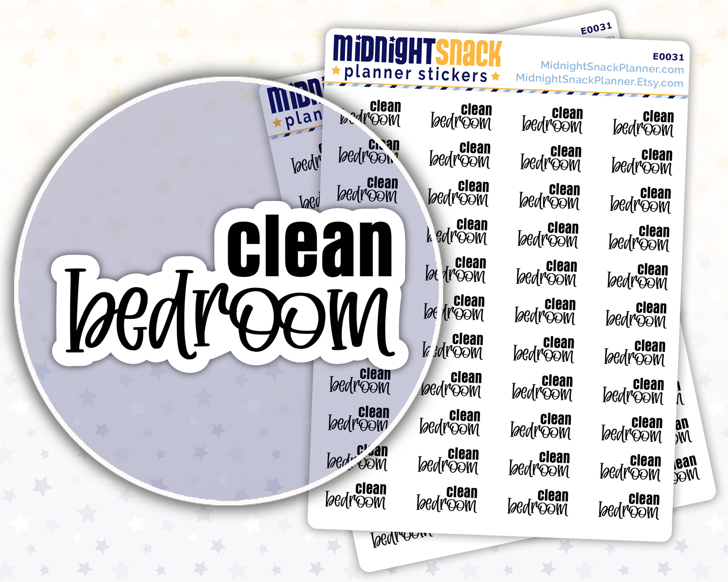 Clean Bedroom Script Planner Stickers: Household Chores Reminder