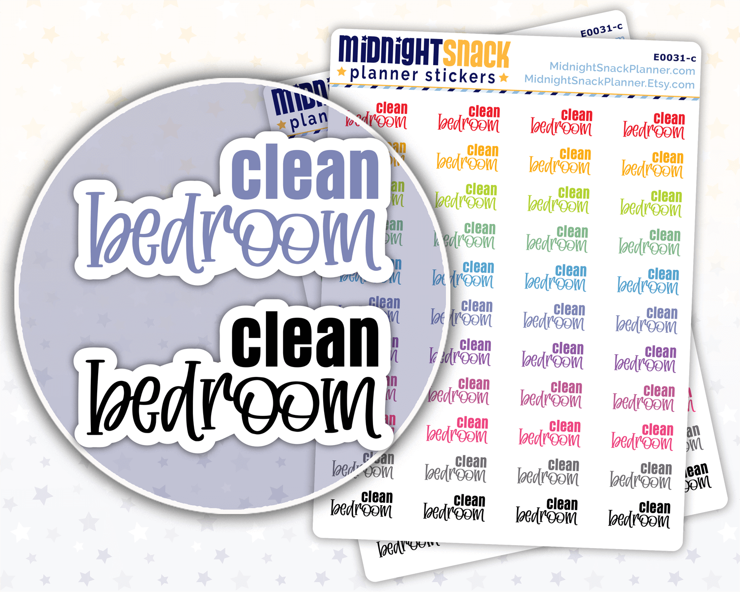 Clean Bedroom Script Planner Stickers: Household Chores Reminder