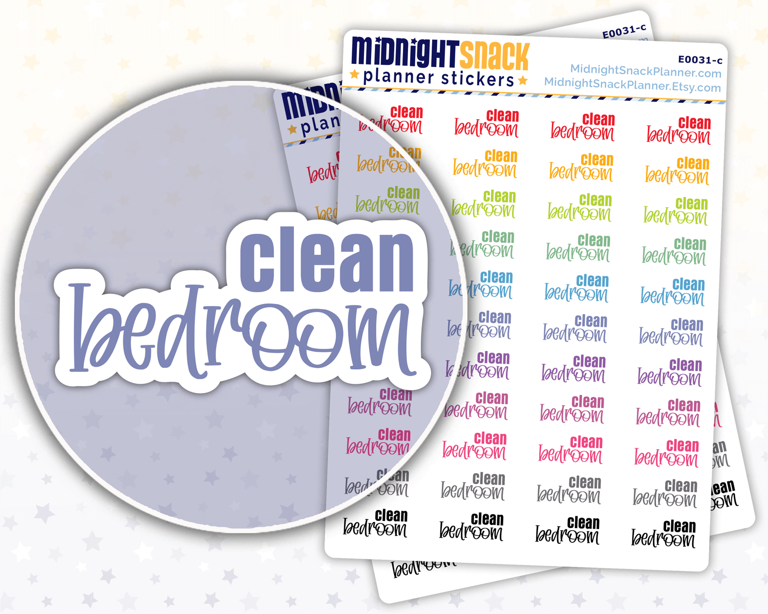 Clean Bedroom Script Planner Stickers: Household Chores Reminder