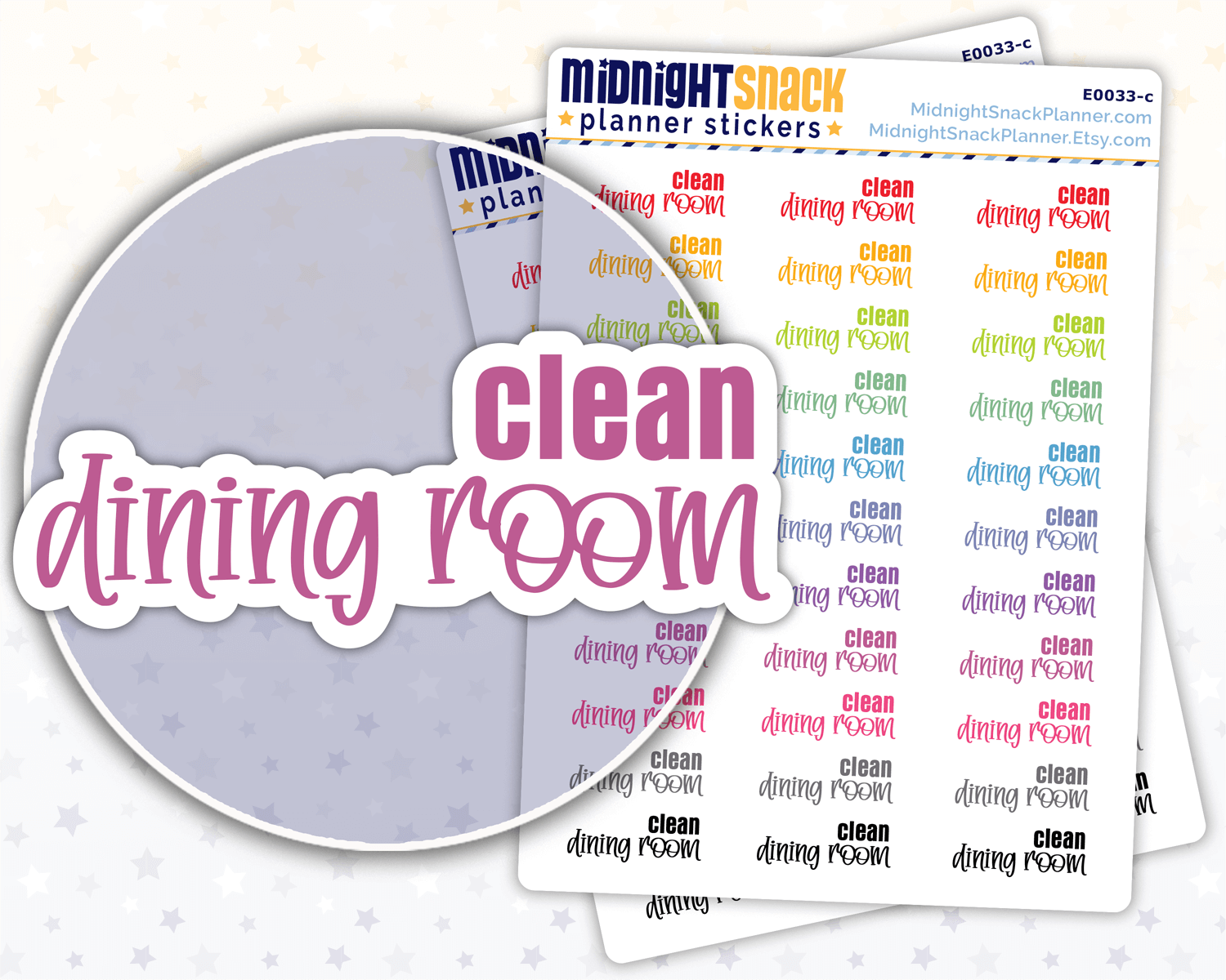 Clean Dining Room Script Planner Stickers: Household Chores Reminder