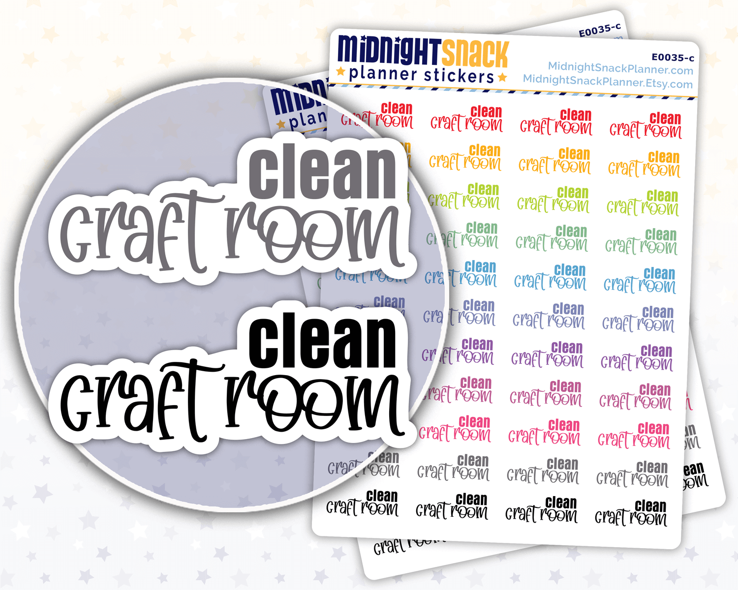 Clean Craft Room Script Planner Stickers: Household Chores Reminder