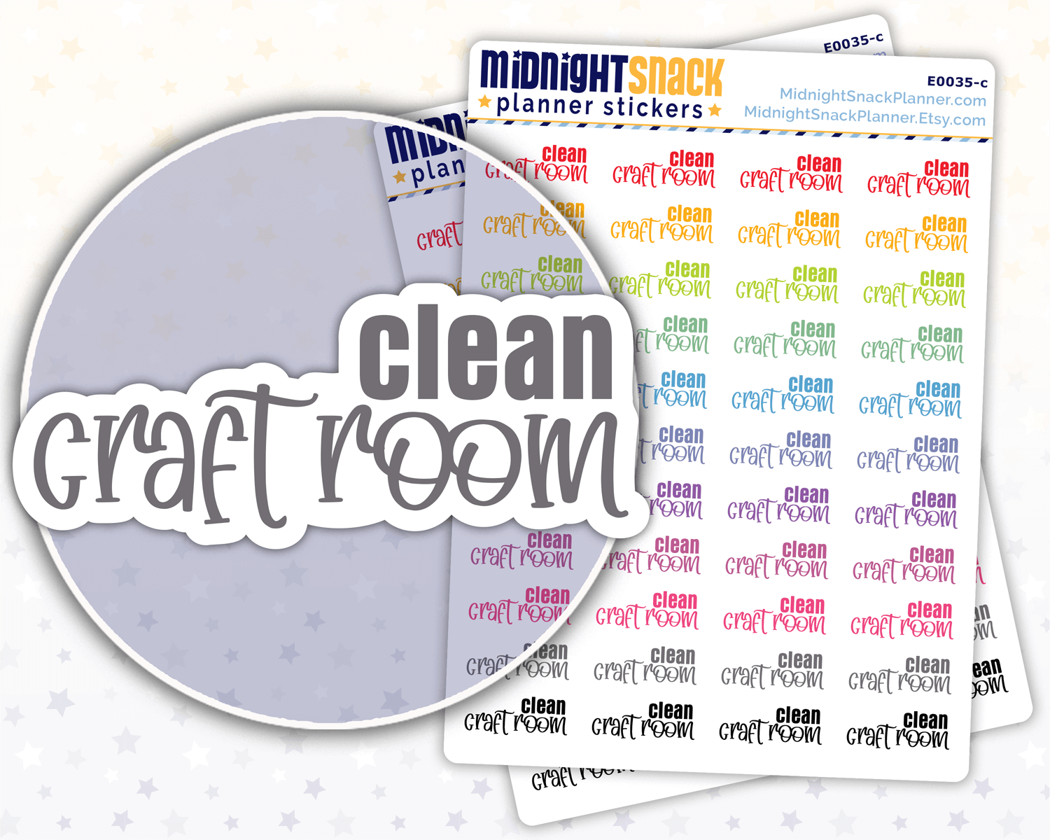 Clean Craft Room Script Planner Stickers: Household Chores Reminder