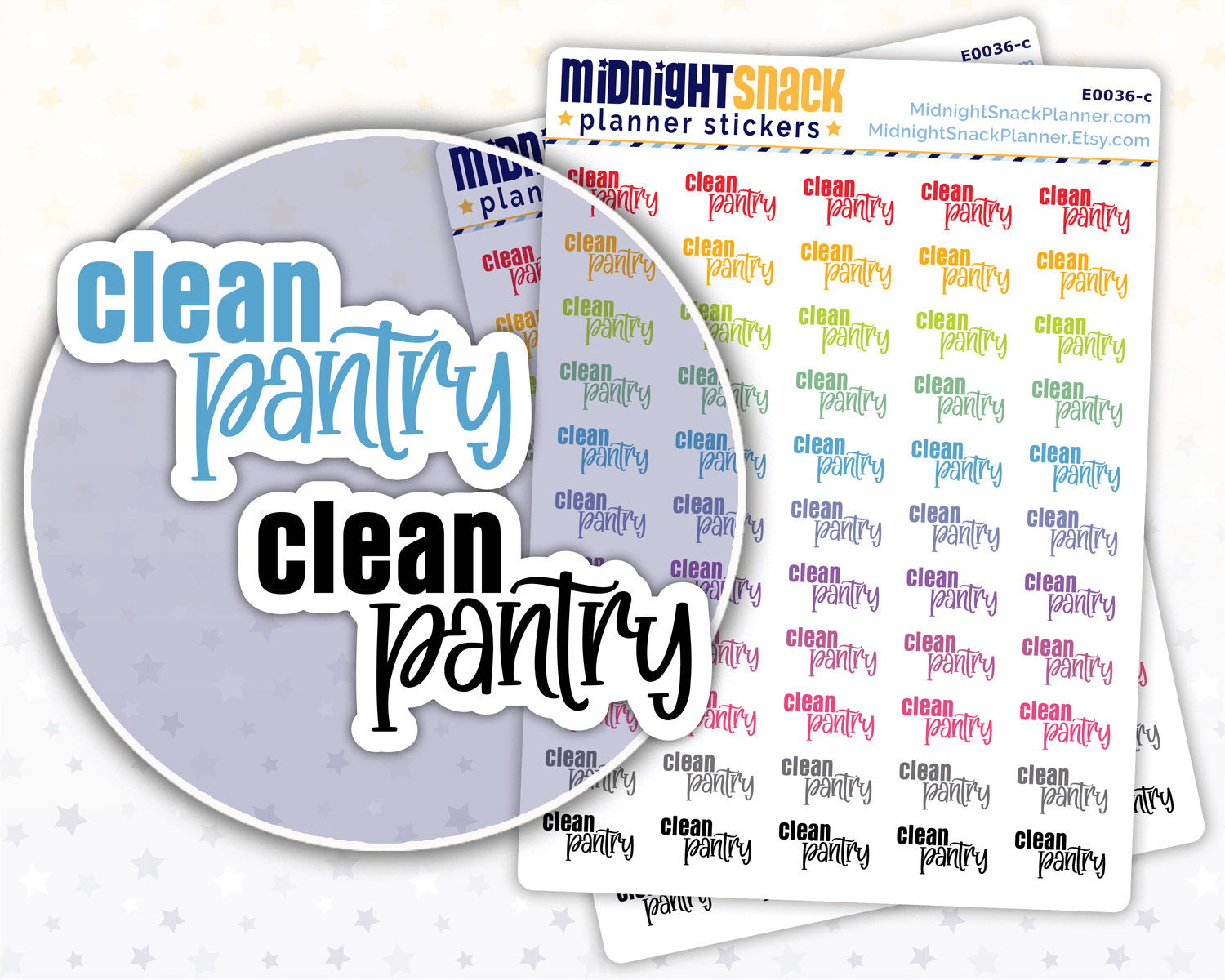 Clean Pantry Script Planner Stickers: Household Chores Reminder