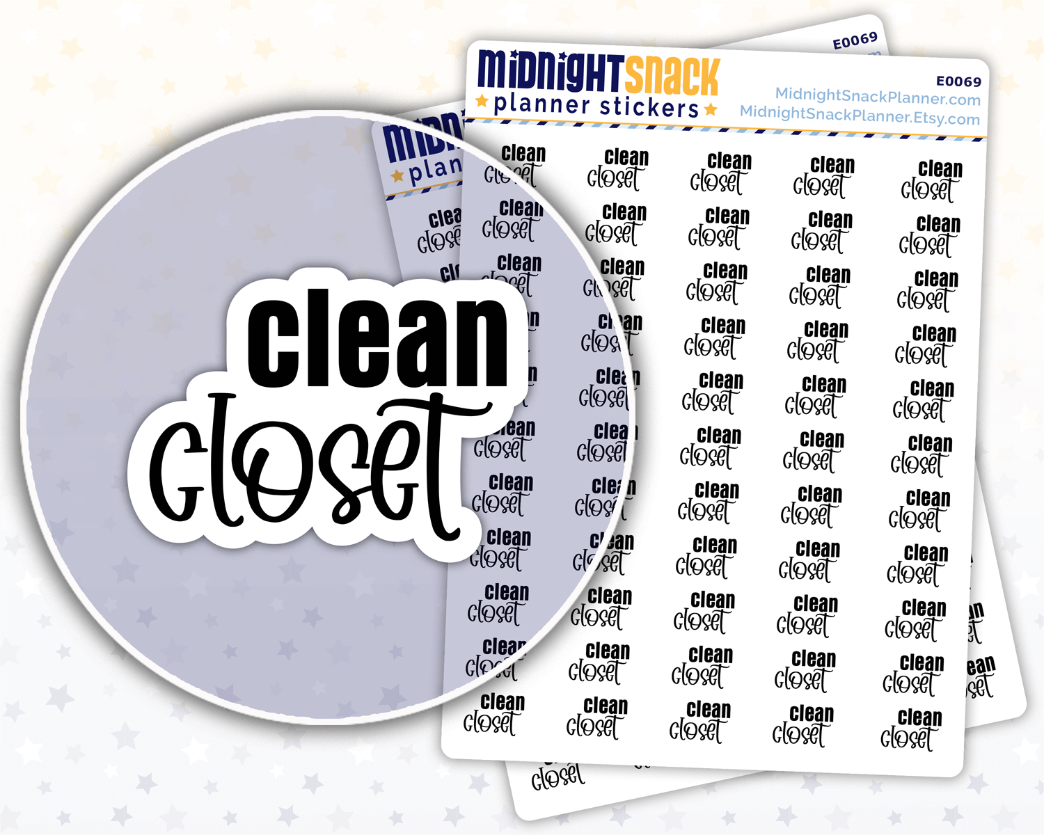 Clean Closet Script Planner Stickers: Household Chores Reminder