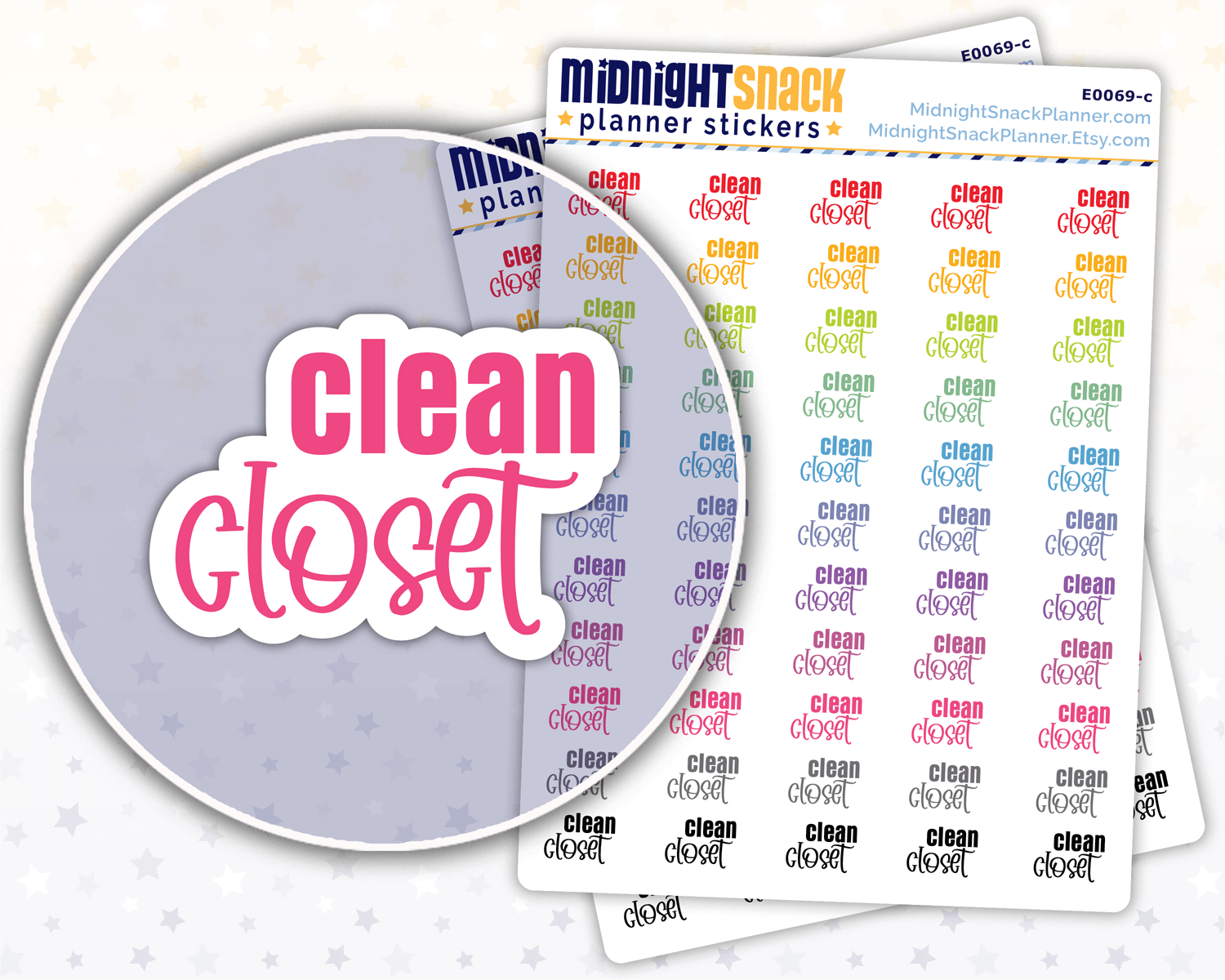 Clean Closet Script Planner Stickers: Household Chores Reminder