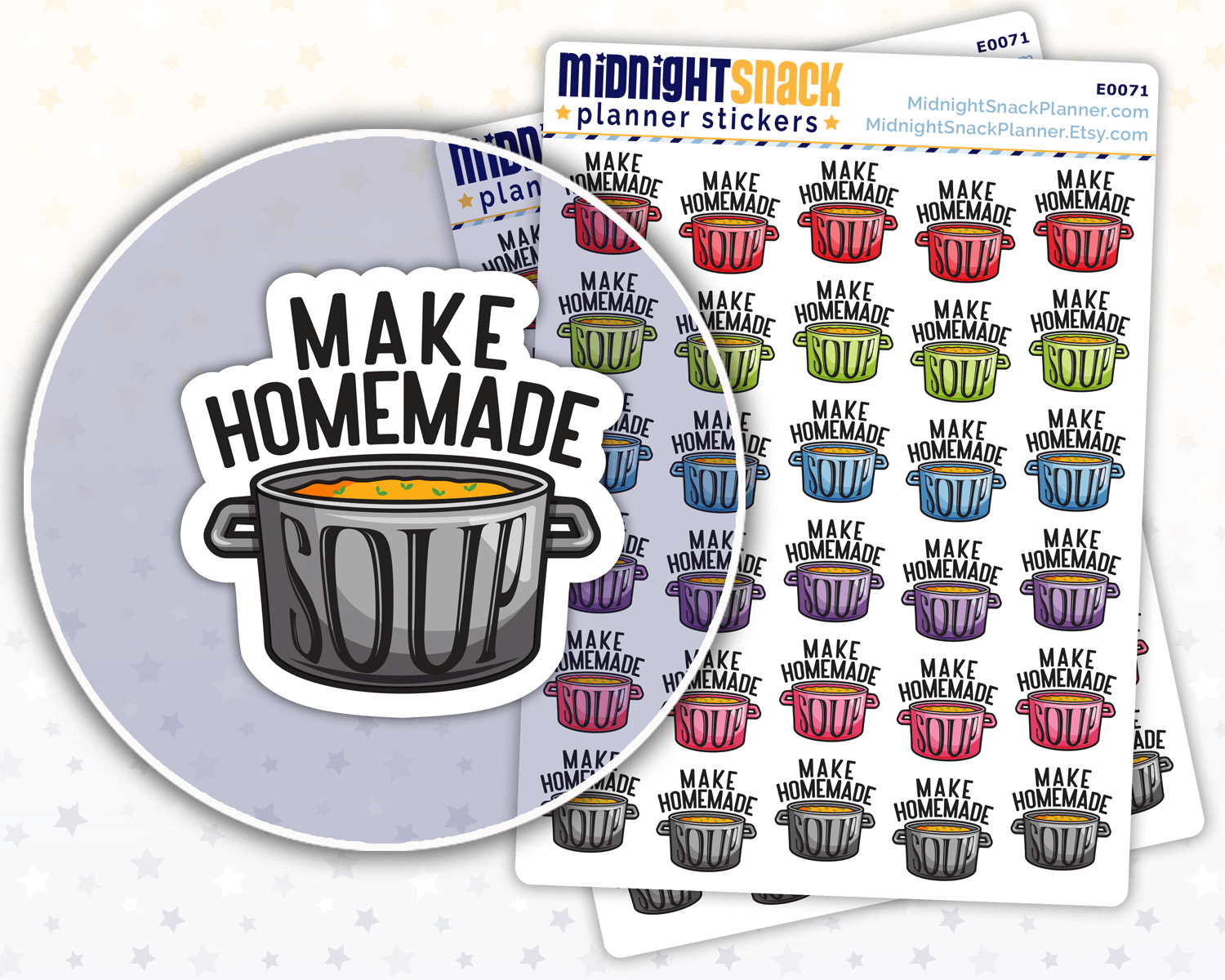 Homemade Soup Icon Stickers: Meal Planning Planner Stickers
