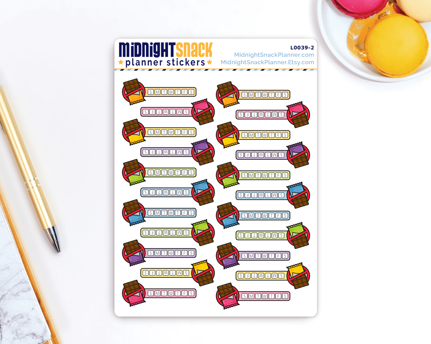 No Chocolate Icon Stickers: Dietary Restrictions Planner Stickers