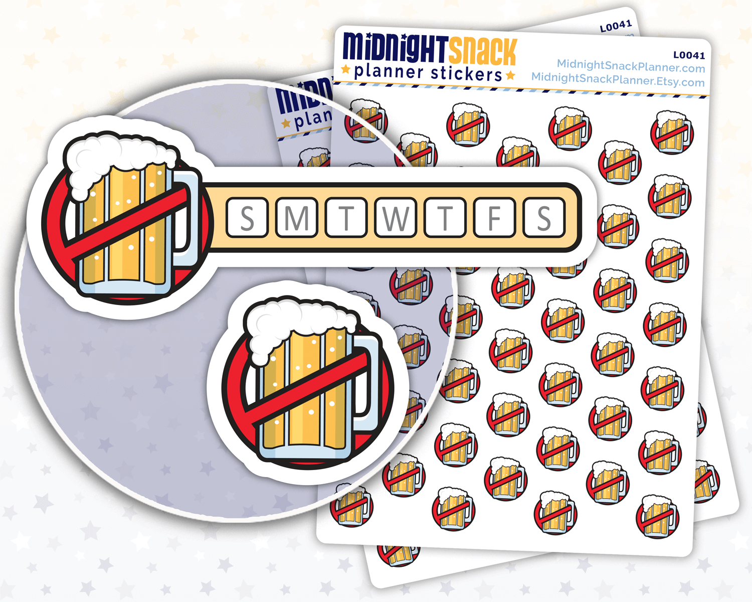 No Beer Icon Stickers: Dietary Restrictions Planner Stickers