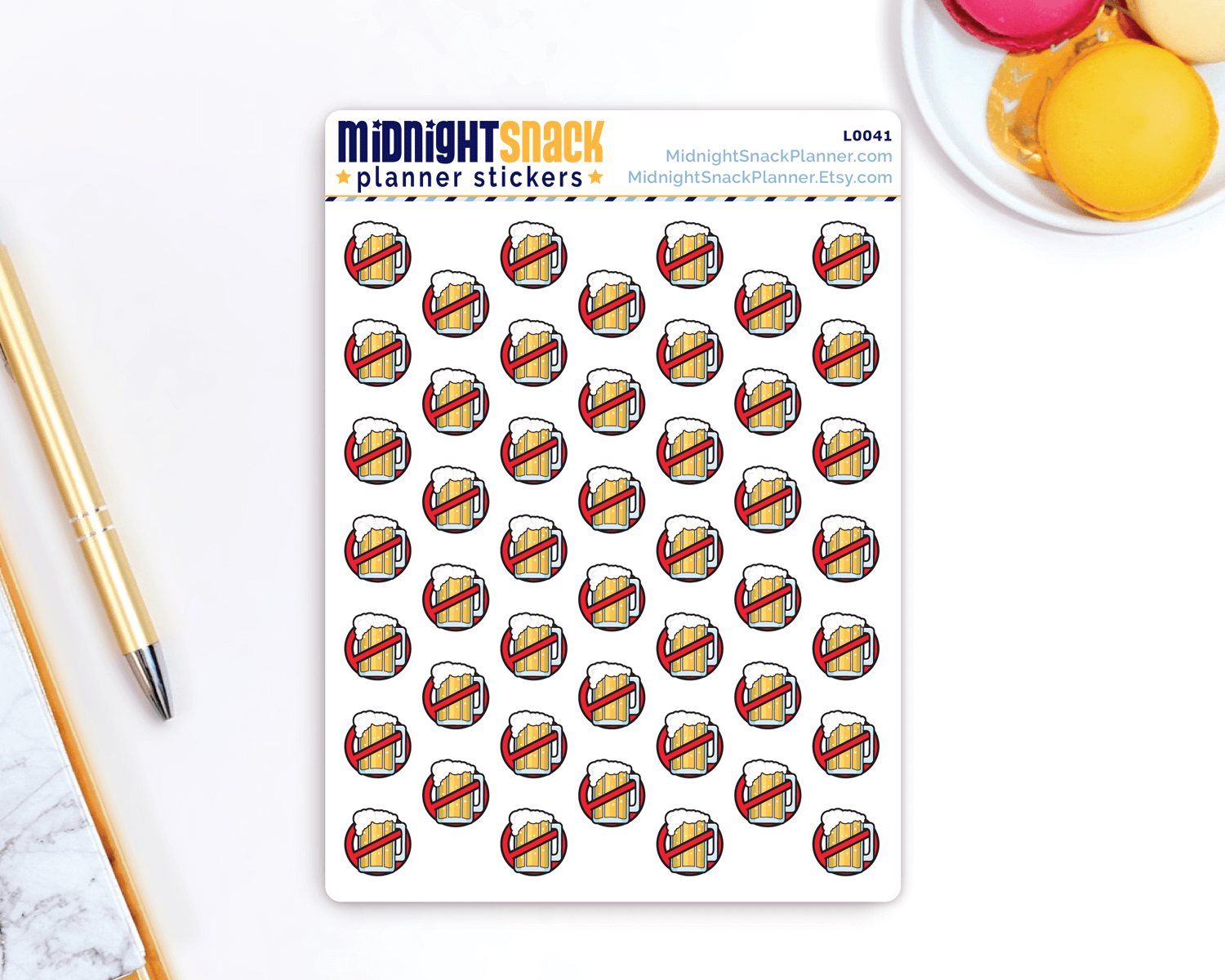No Beer Icon Stickers: Dietary Restrictions Planner Stickers
