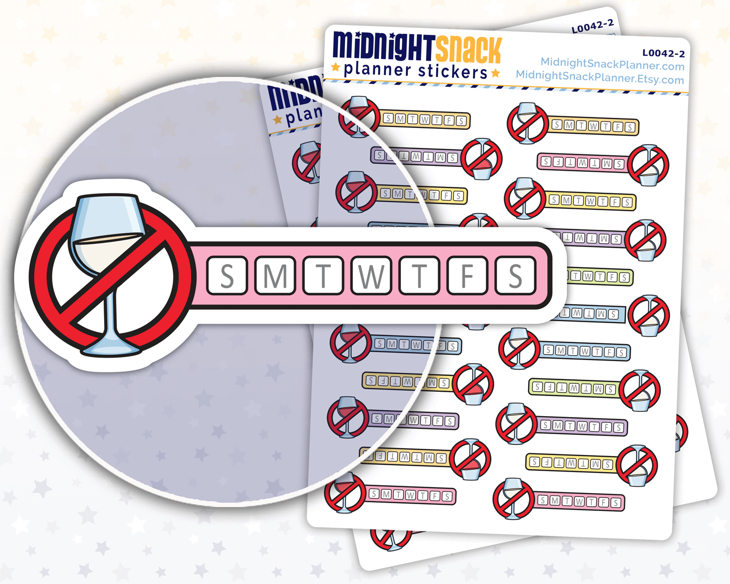No Wine Icon Stickers: Dietary Restrictions Planner Stickers