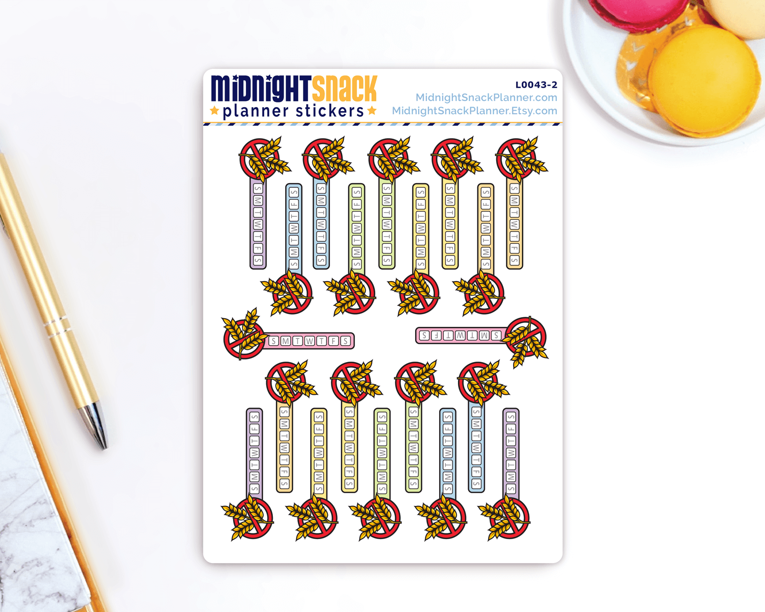 No Wheat Icon Stickers: Dietary Restrictions Planner Stickers