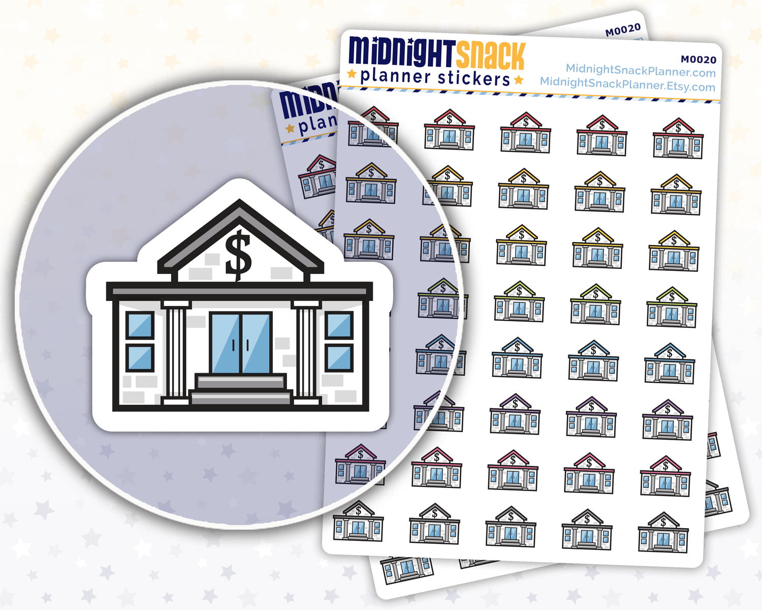 Bank Building Icon: Budgeting and Finances Planner Stickers