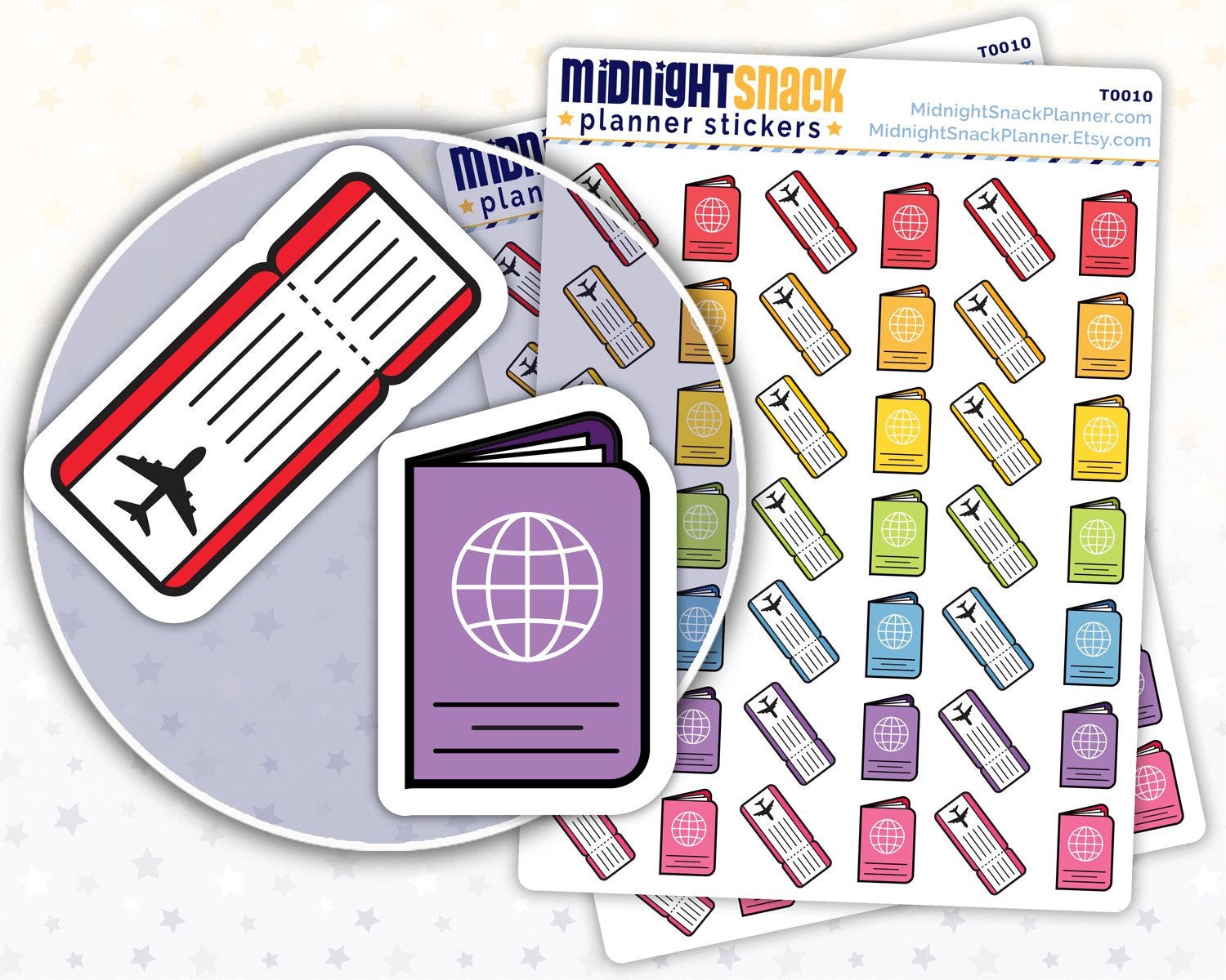 Boarding Pass and Passport Icon: Travel Planner Stickers