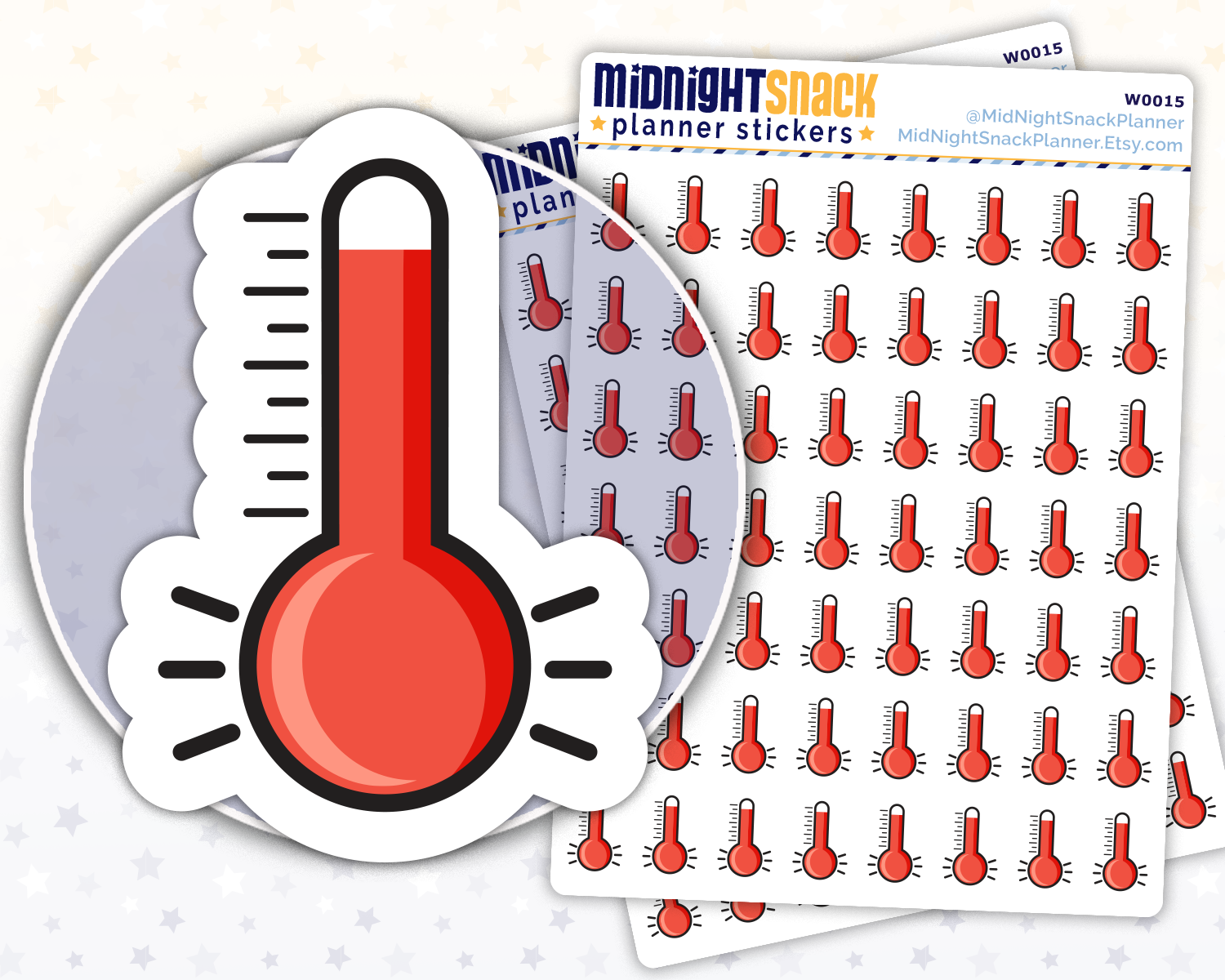 Thermometer Icon: Weather Planner Sticker – Midnight Snack Planner