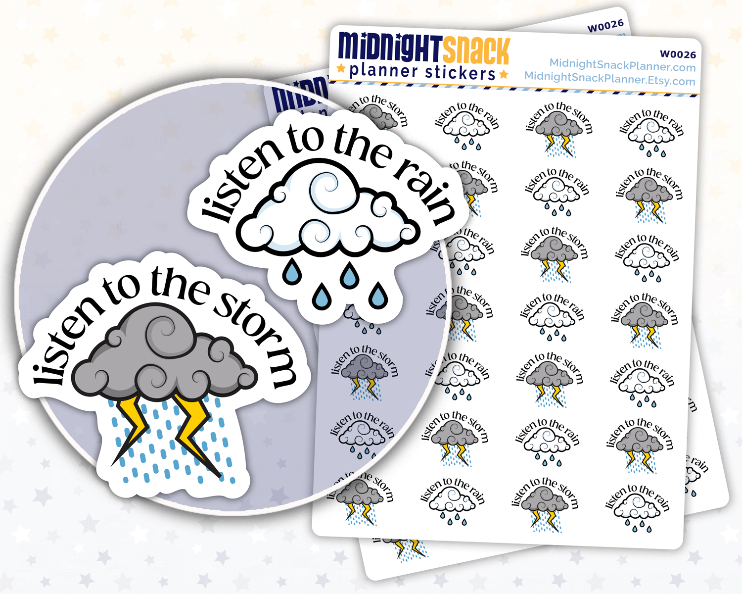 Listen to the Rain: Weather Planner Stickers