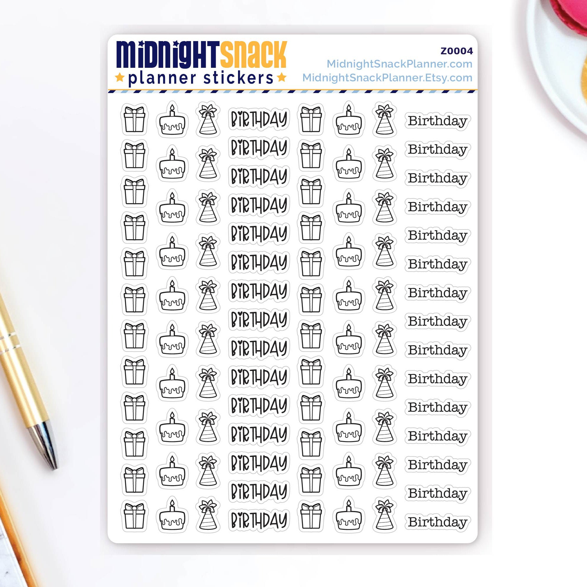 Birthday: Mini Planner Stickers