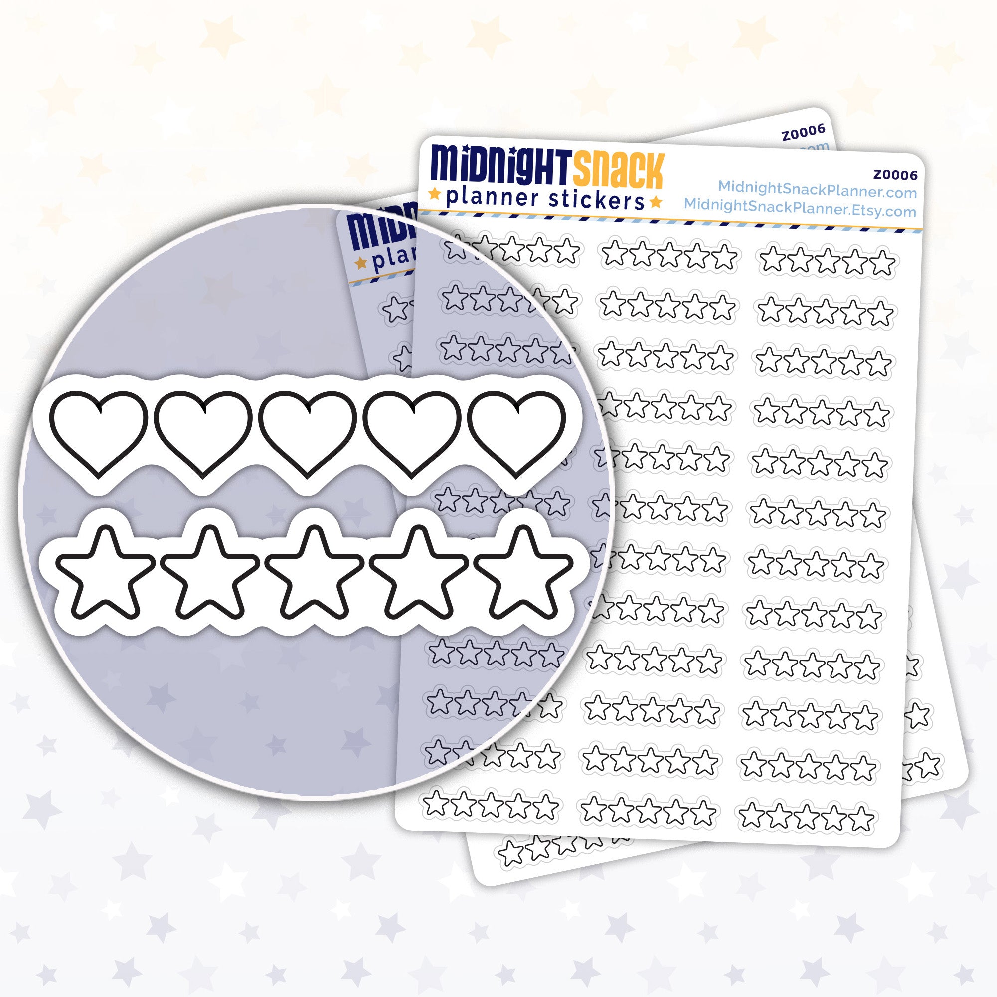 Star or Heart Rating Planner Stickers