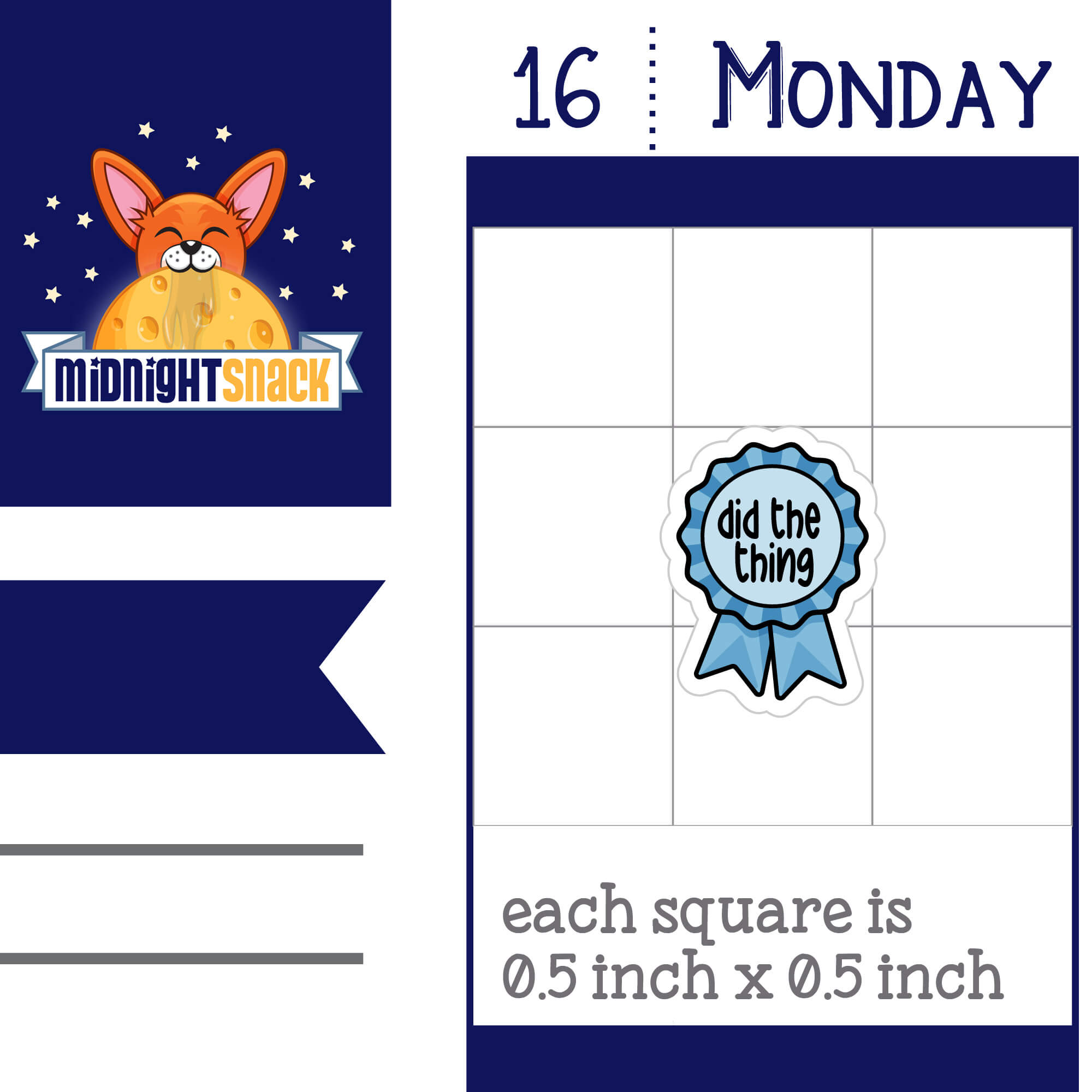 "Did the Thing" prize ribbon planner sticker. Shown as it would look on a standard 1.5 inch box vertical planner page.