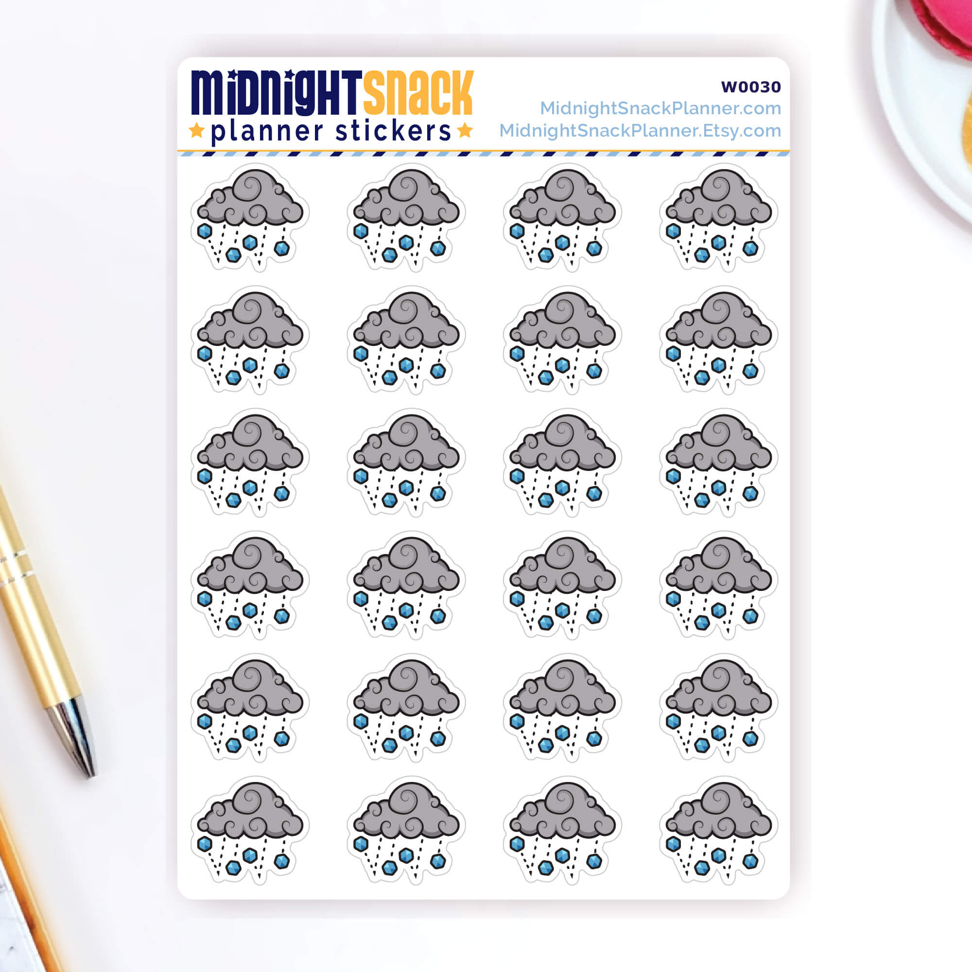 Hail planner stickers, large size,  Shown on the sticker sheet. 