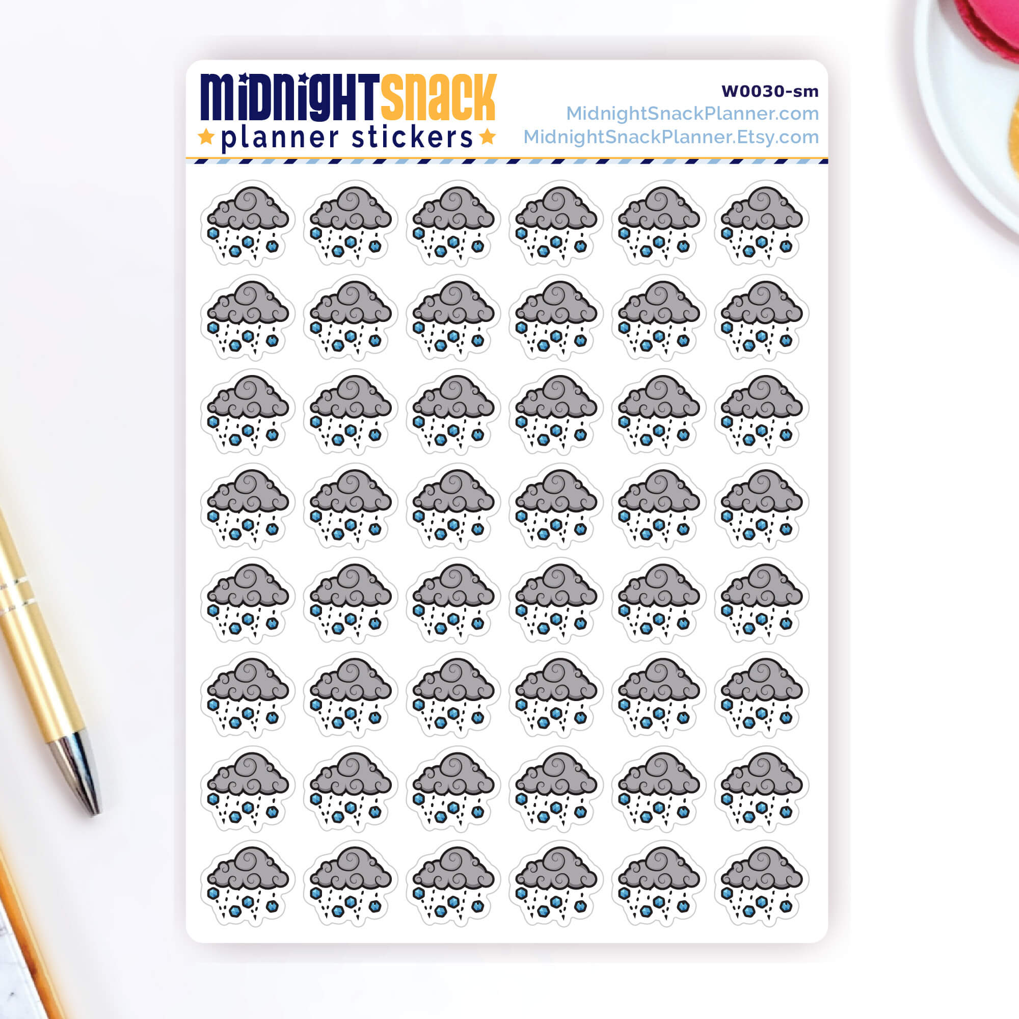 Hail planner stickers, small size, Shown on the sticker sheet. 