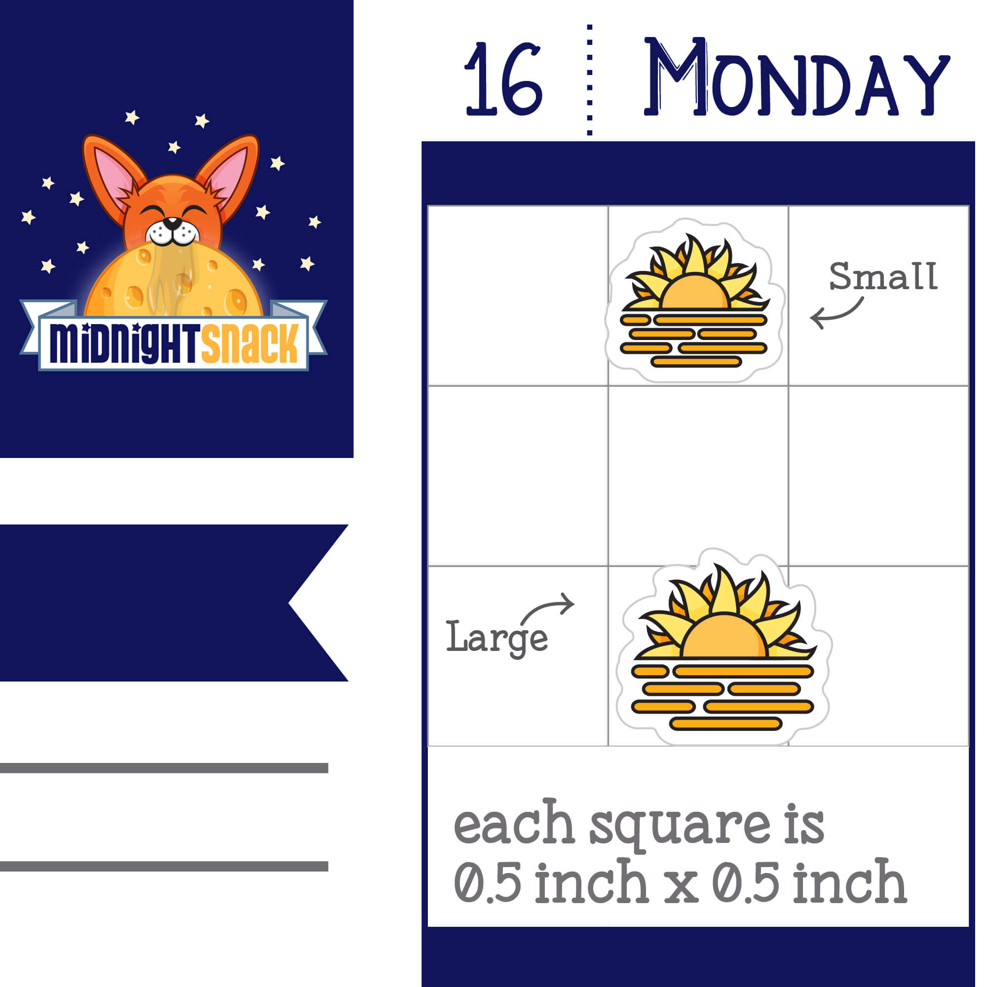 Haze icon planner stickers, in both large and small sizes,  Shown as they would look on a standard 1.5 inch box vertical planner page.