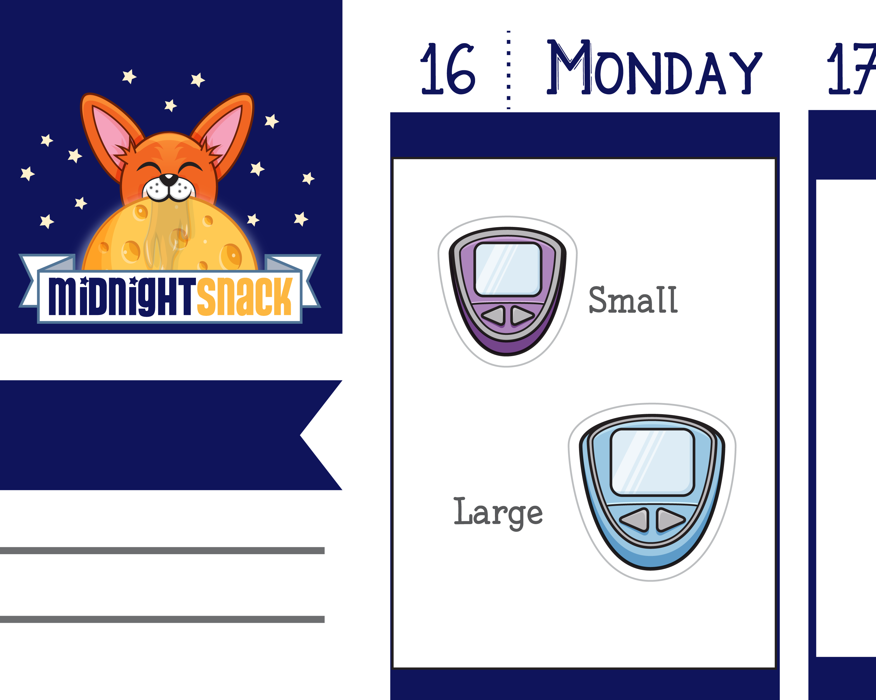 Small and Large Glucose Meter Icon: Diabetic Planner Stickers Midnight Snack Planner