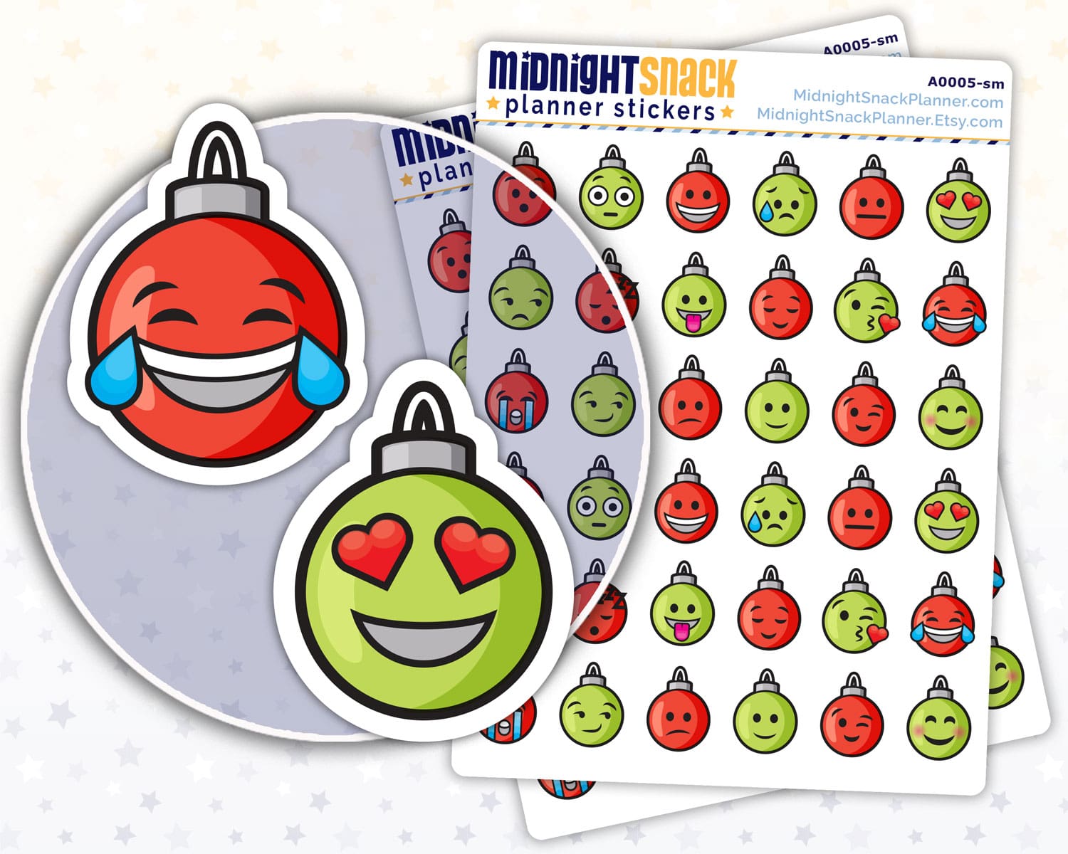 Small Christmas Emoji Planner Stickers Midnight Snack Planner
