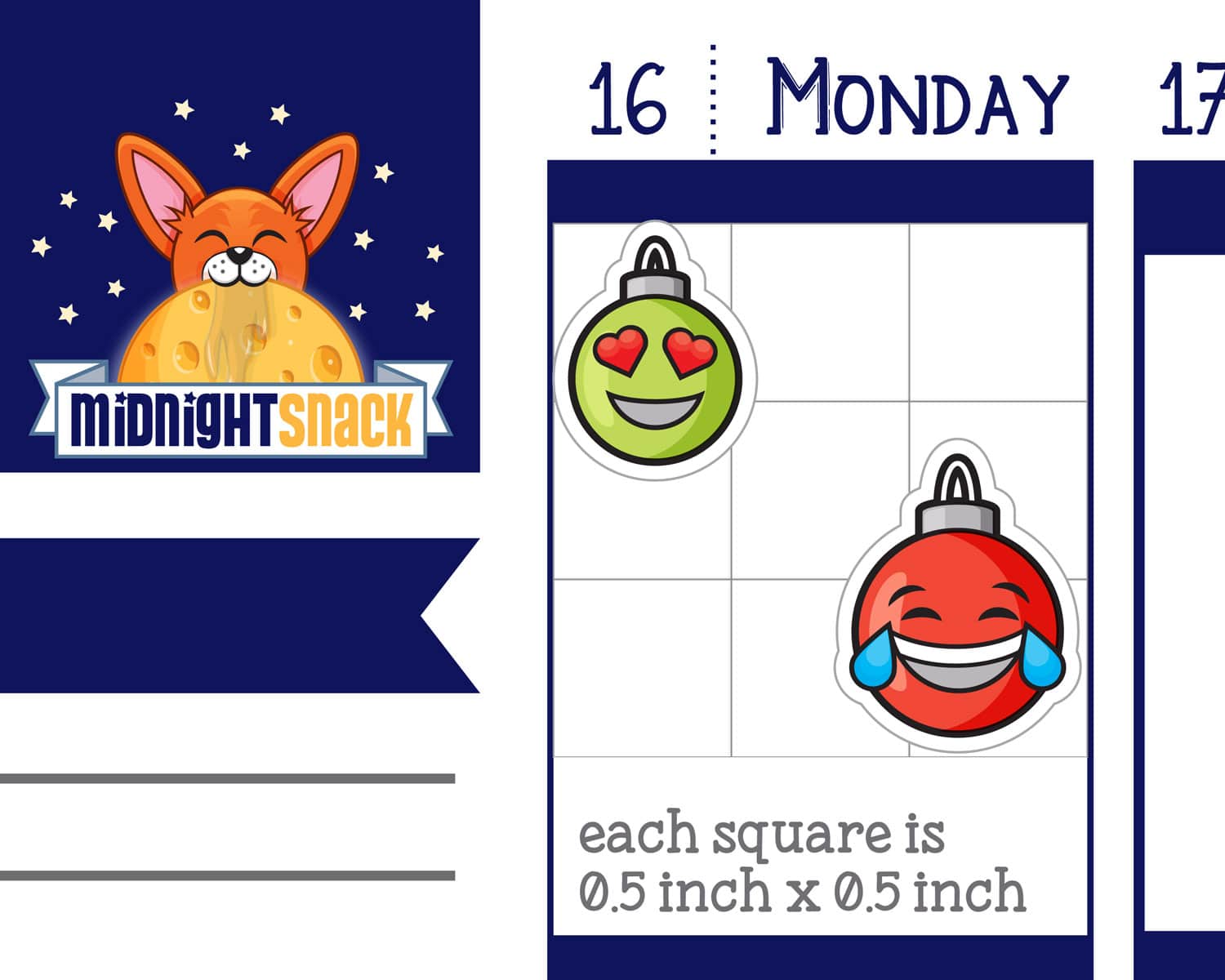 Size of Christmas Emoji Planner Stickers Midnight Snack Planner