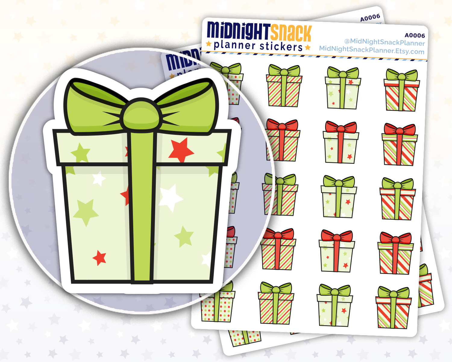 Small Christmas Presents Icon: Holiday Planner Stickers Midnight Snack Planner