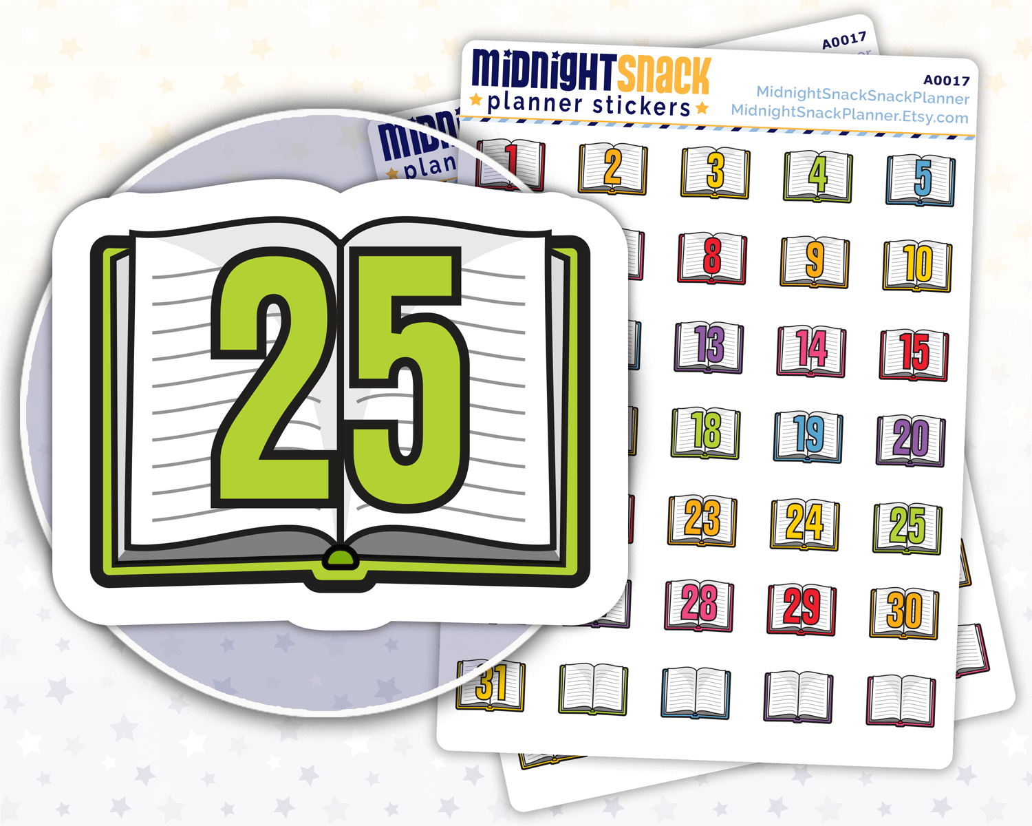 Open Book Date Cover Planner Stickers