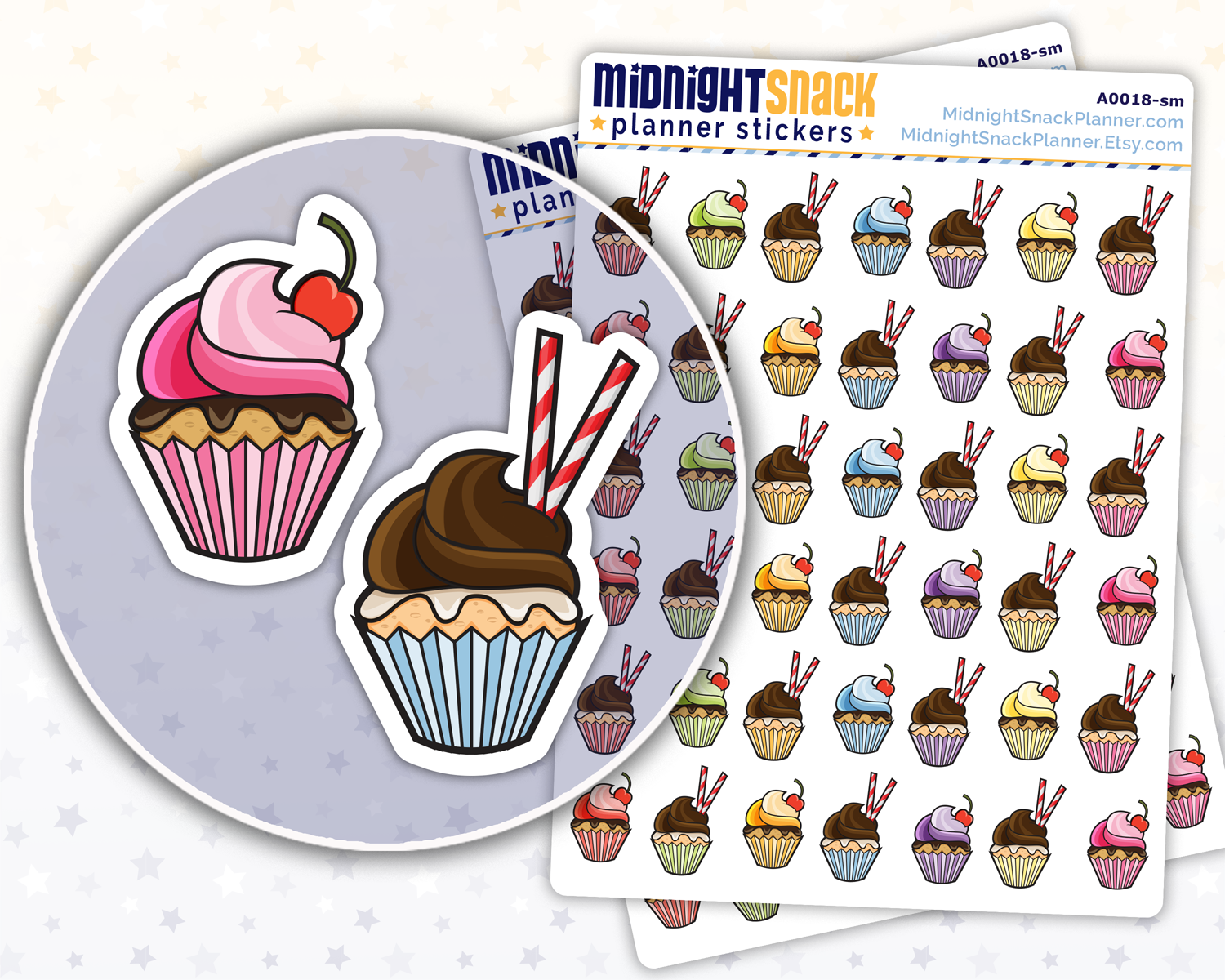Cupcake Icon: Birthday Reminder Planner Stickers