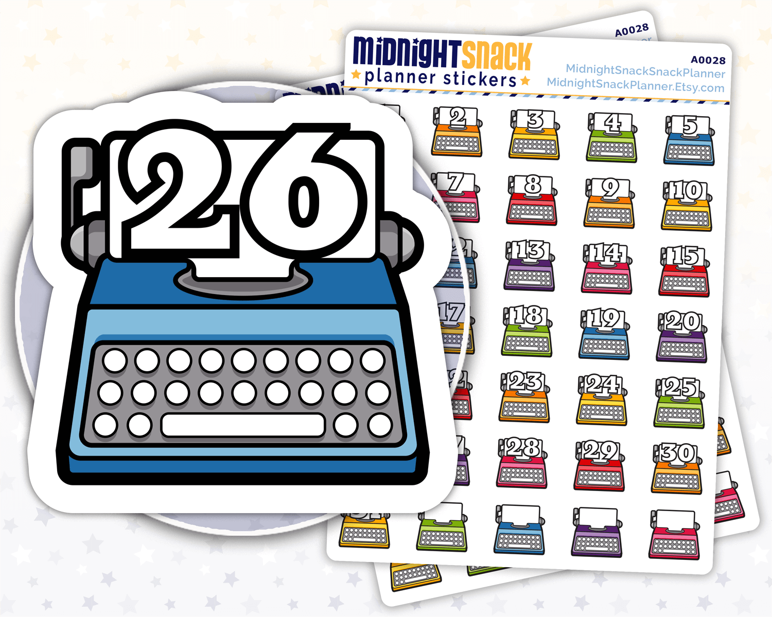 Typewriter Date Cover Planner Stickers