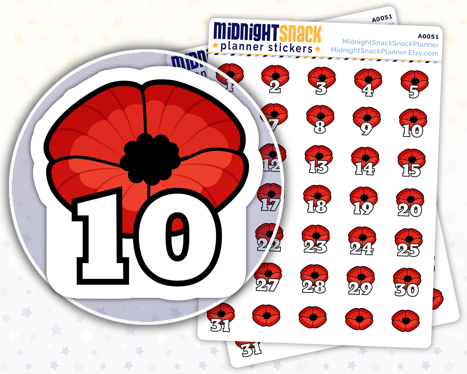 Poppy Date Cover Planner Stickers