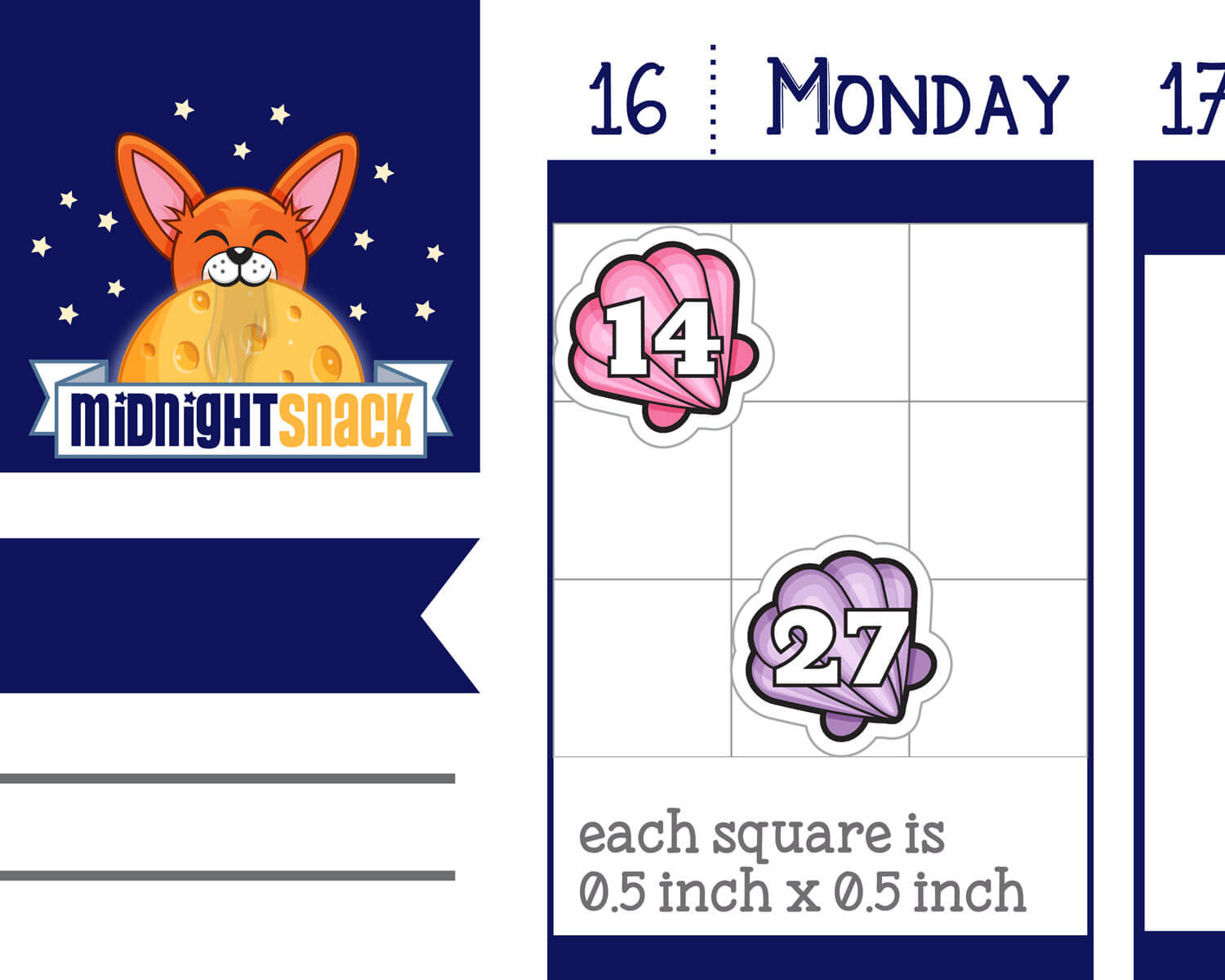 Sea Shells Date Cover Planner Stickers from Midnight Snack Planner