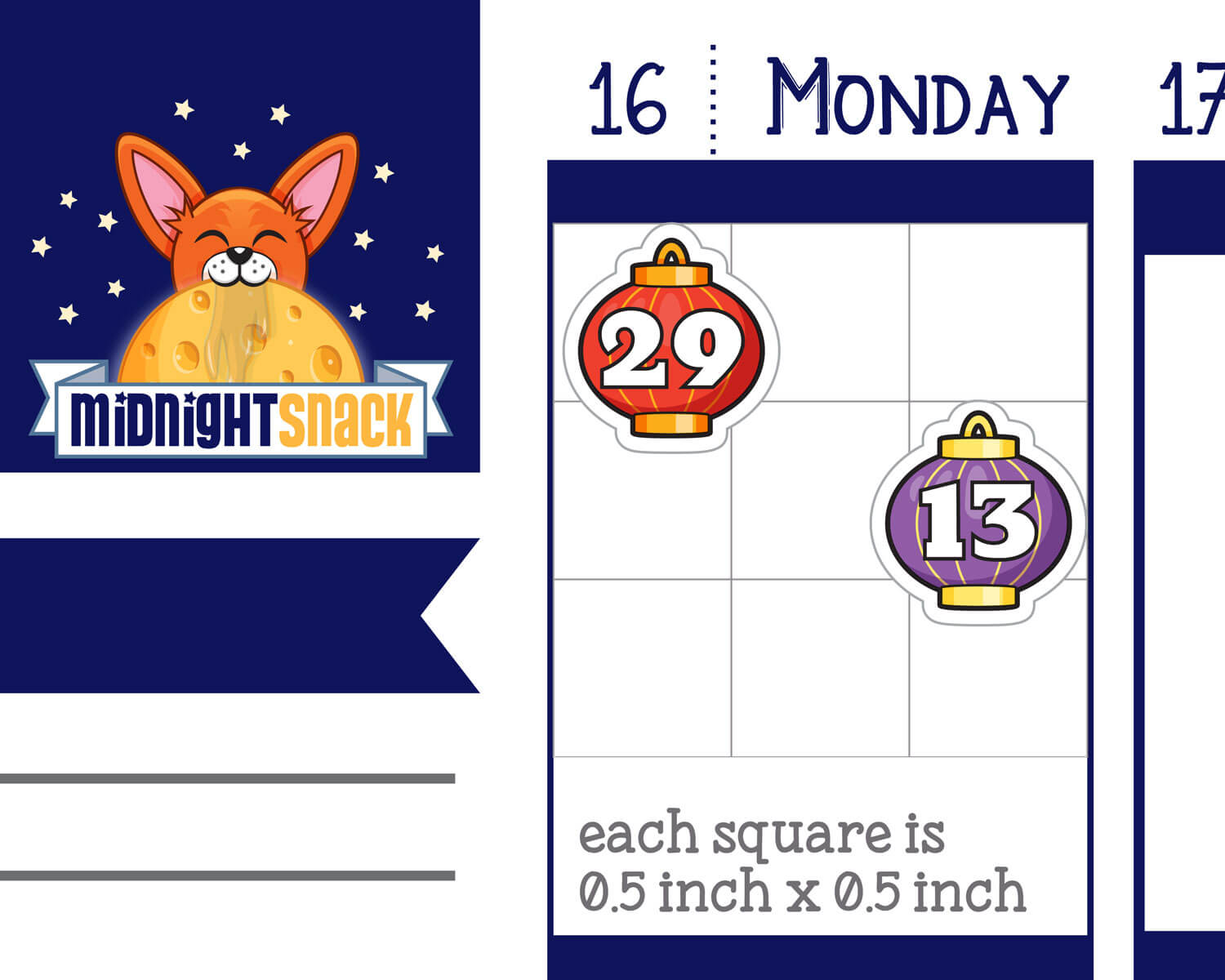 Paper Lantern Date Cover Planner Stickers from Midnight Snack Planner