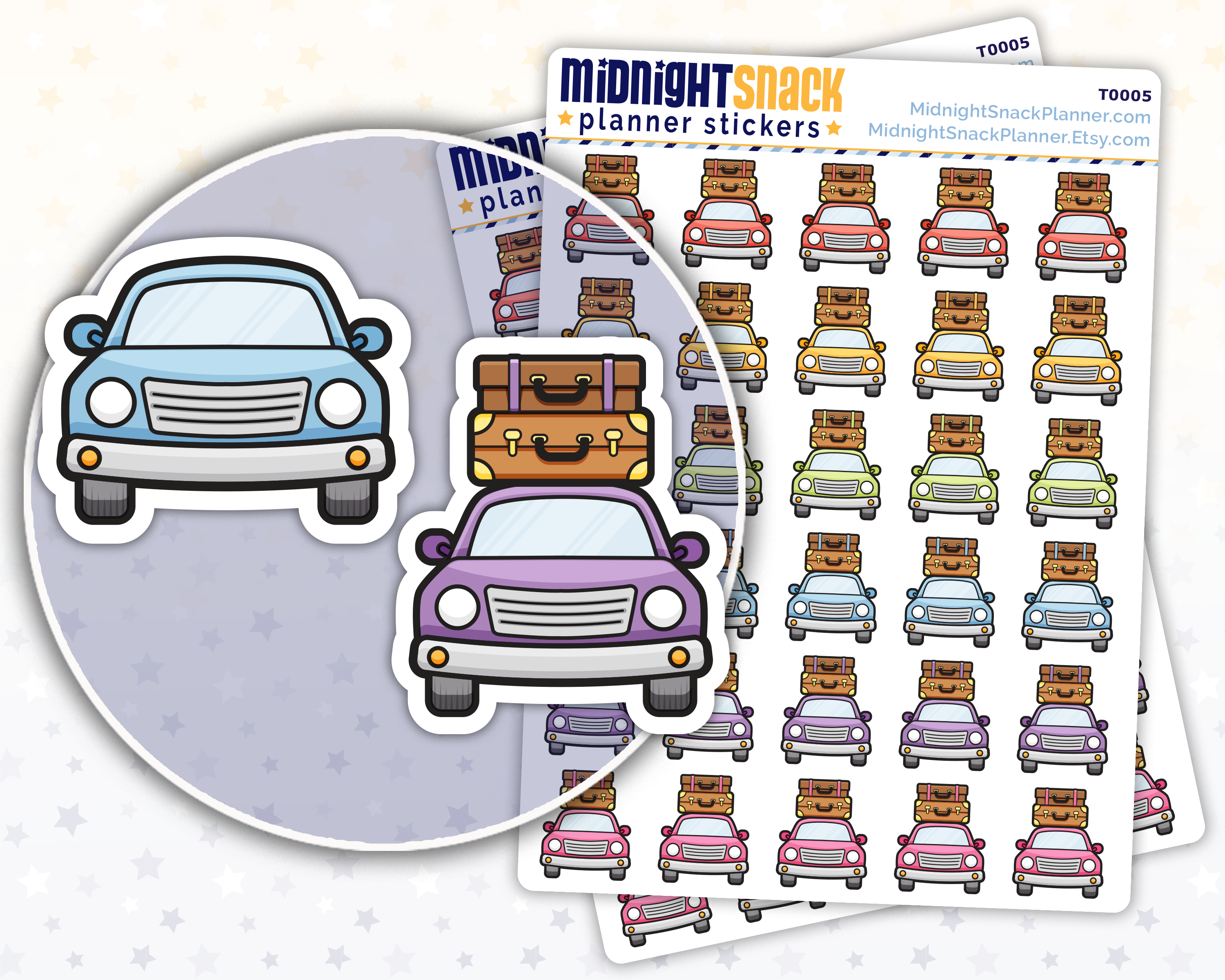 Road Trip Icon: Travel Planner Stickers: Midnight Snack Planner