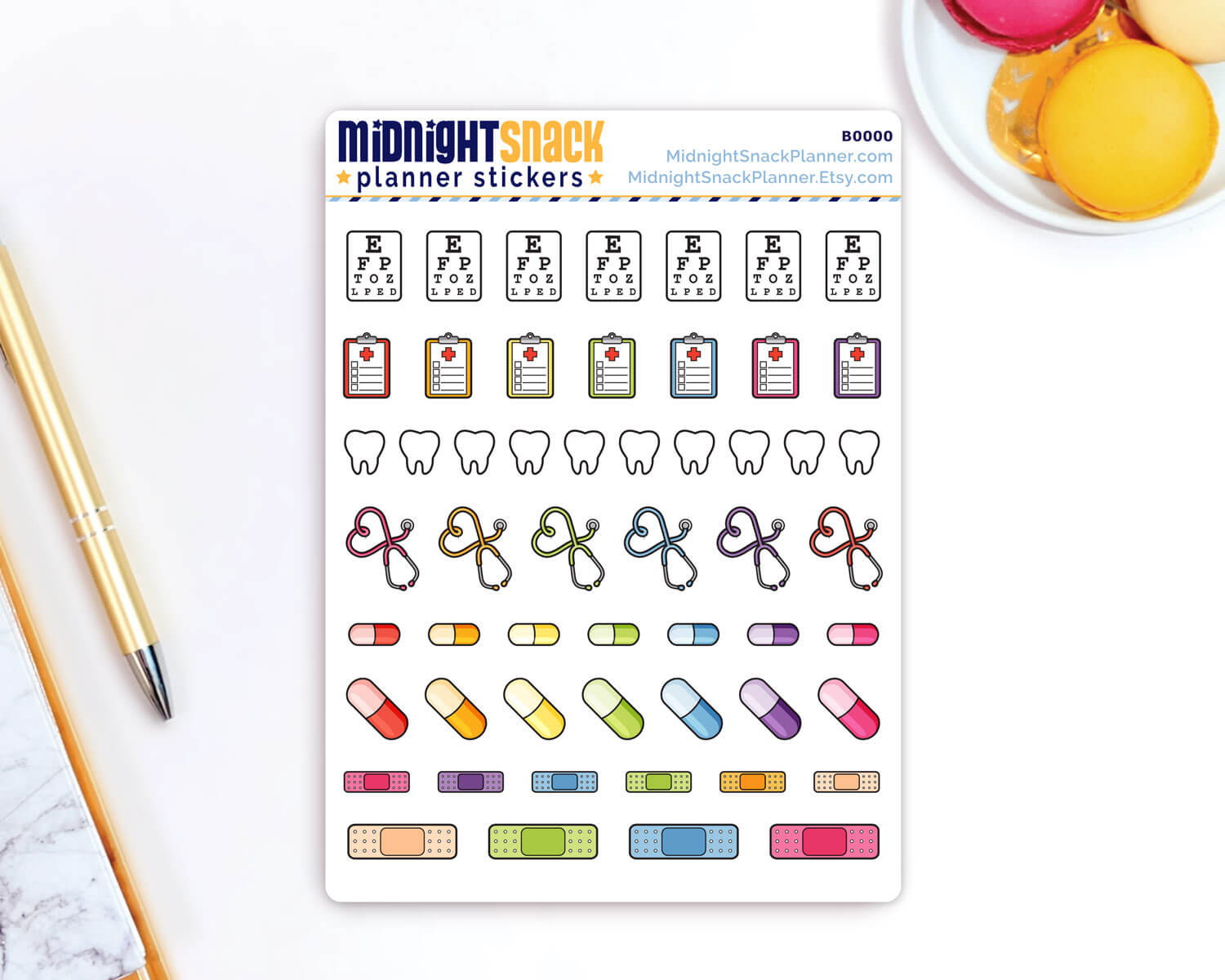 Health and Wellness Sampler Planner Stickers from Midnight Snack Planner