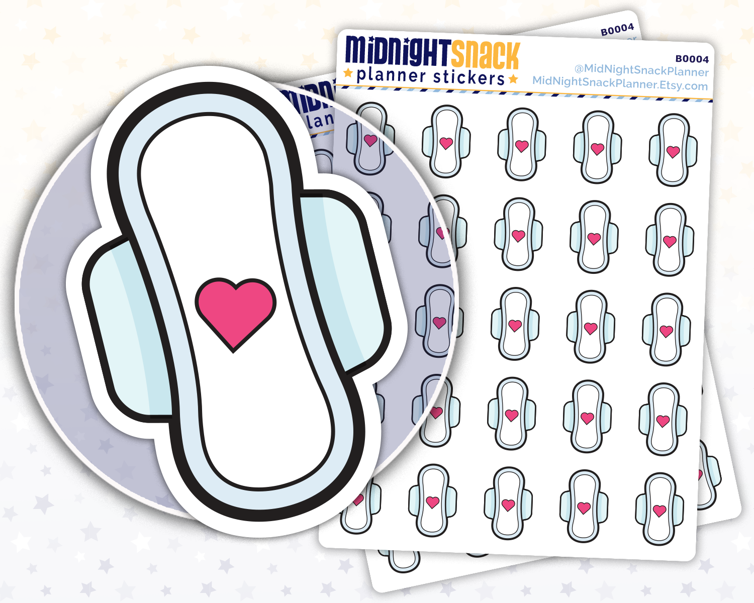 Menstrual Pad Period Tracker Planner Stickers from Midnight Snack Planner