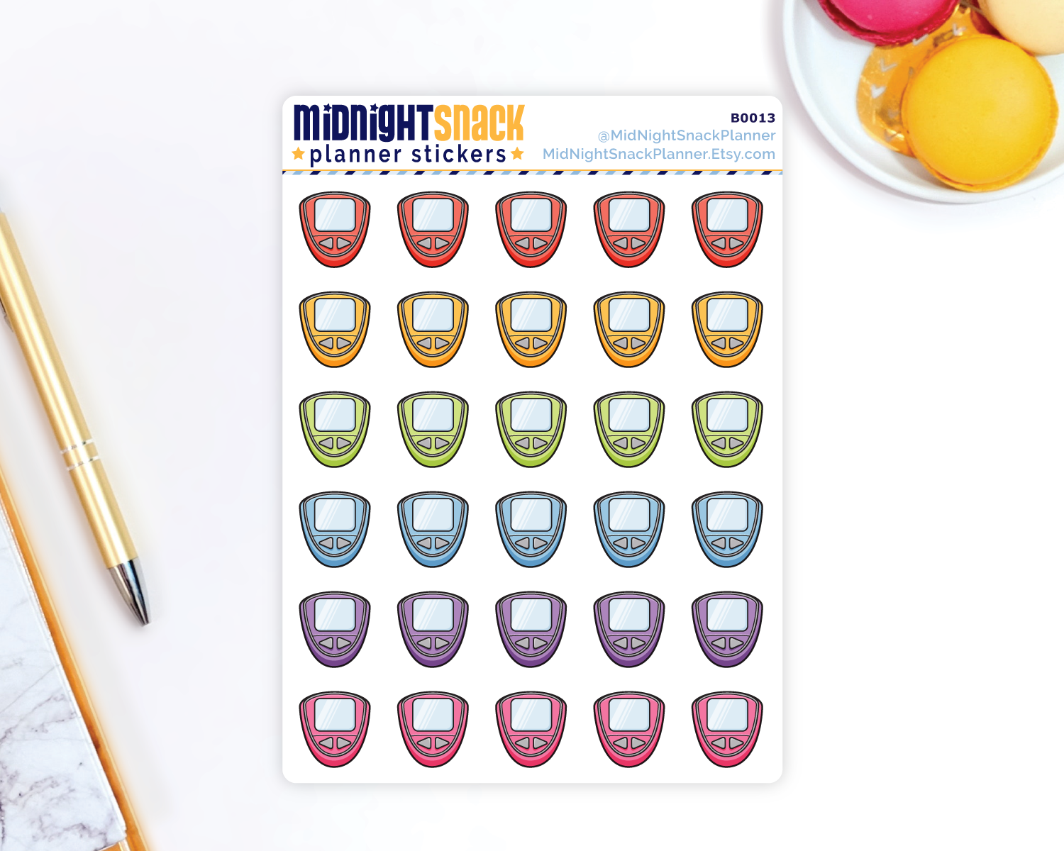 Large Glucose Meter Icon: Diabetic Planner Stickers Midnight Snack Planner
