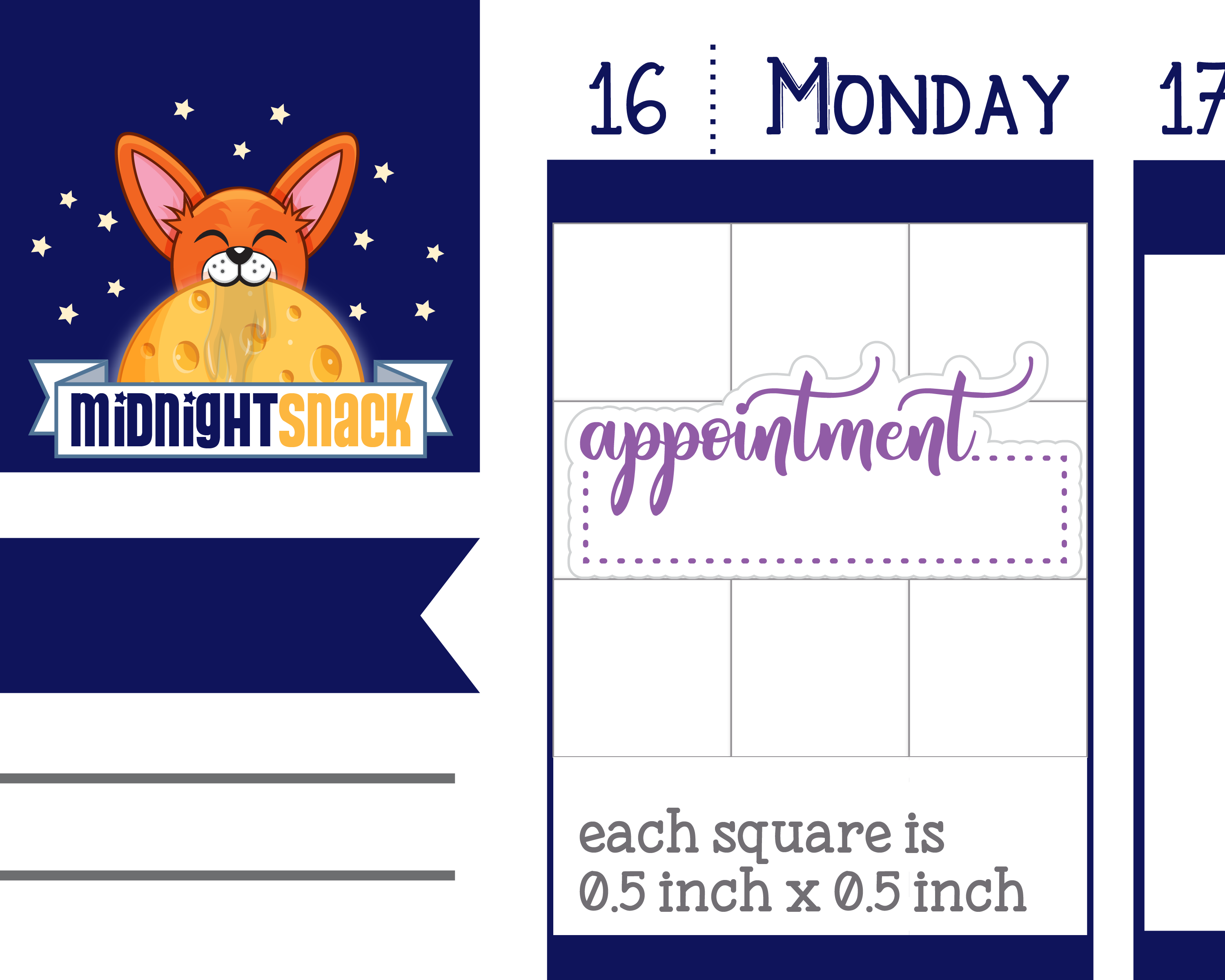 Appointment Reminder Planner Sticker Midnight Snack Planner