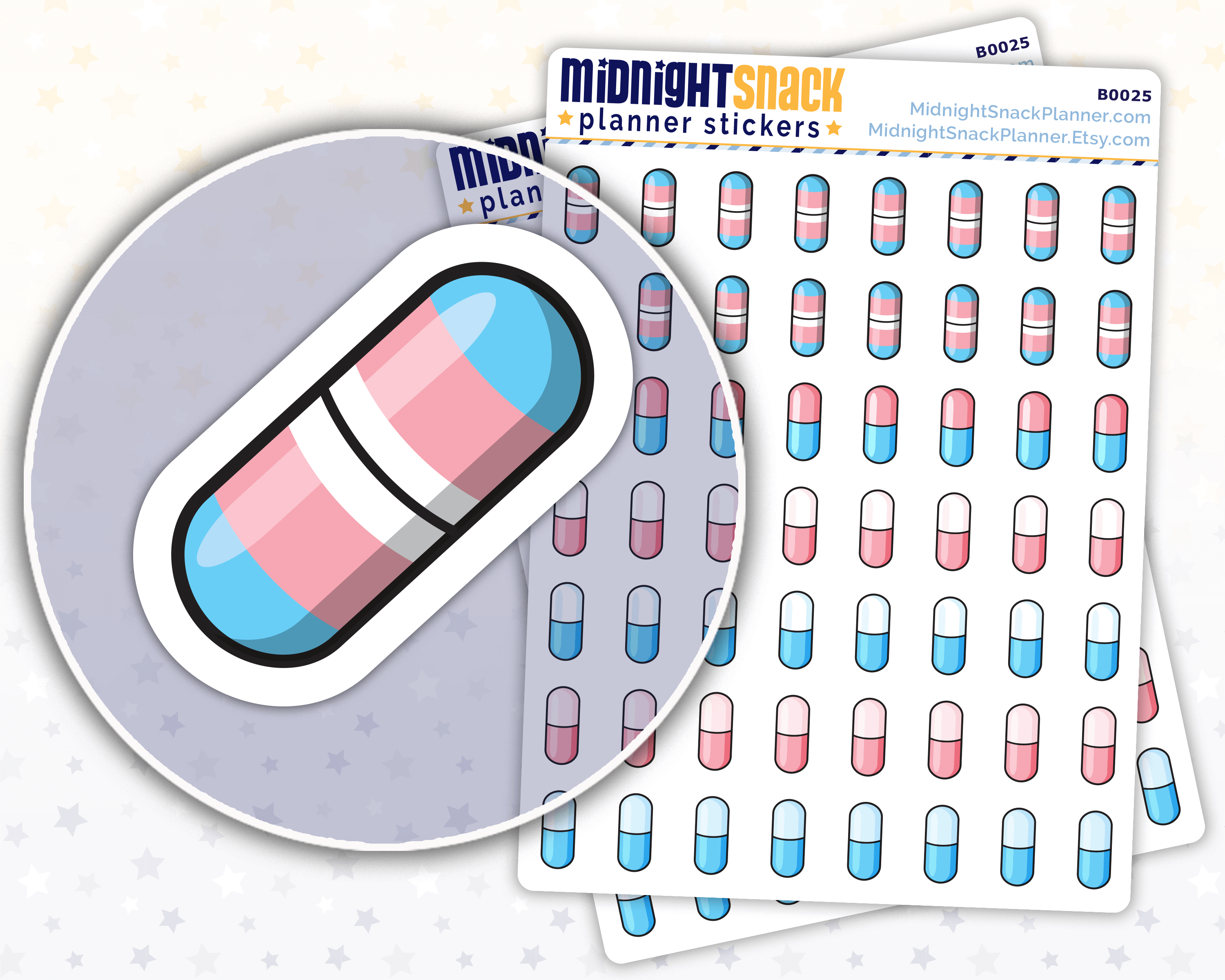 Transgender Hormone Pill Icon: Health Planner Stickers