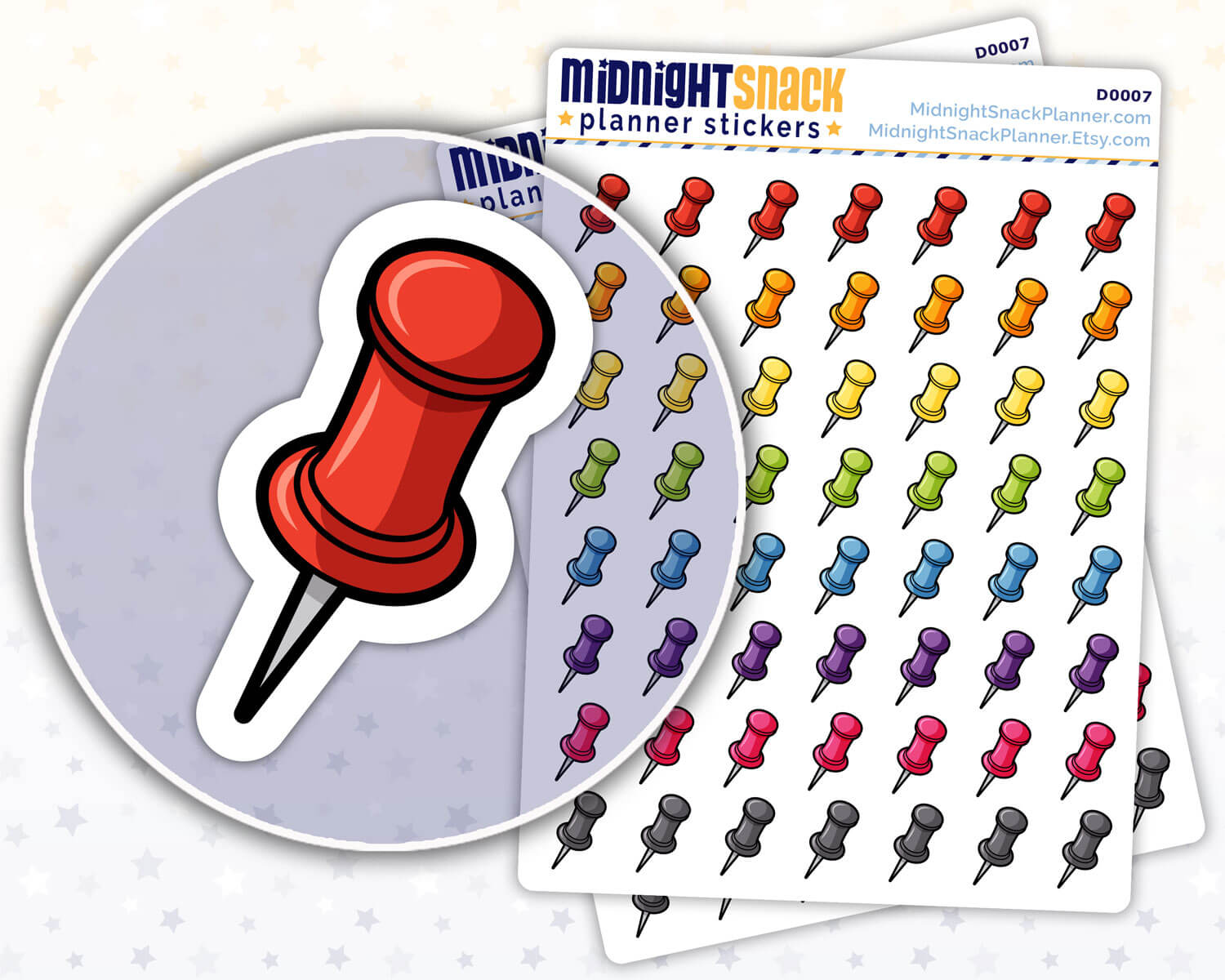 Push Pin Planner Stickers from Midnight Snack Planner